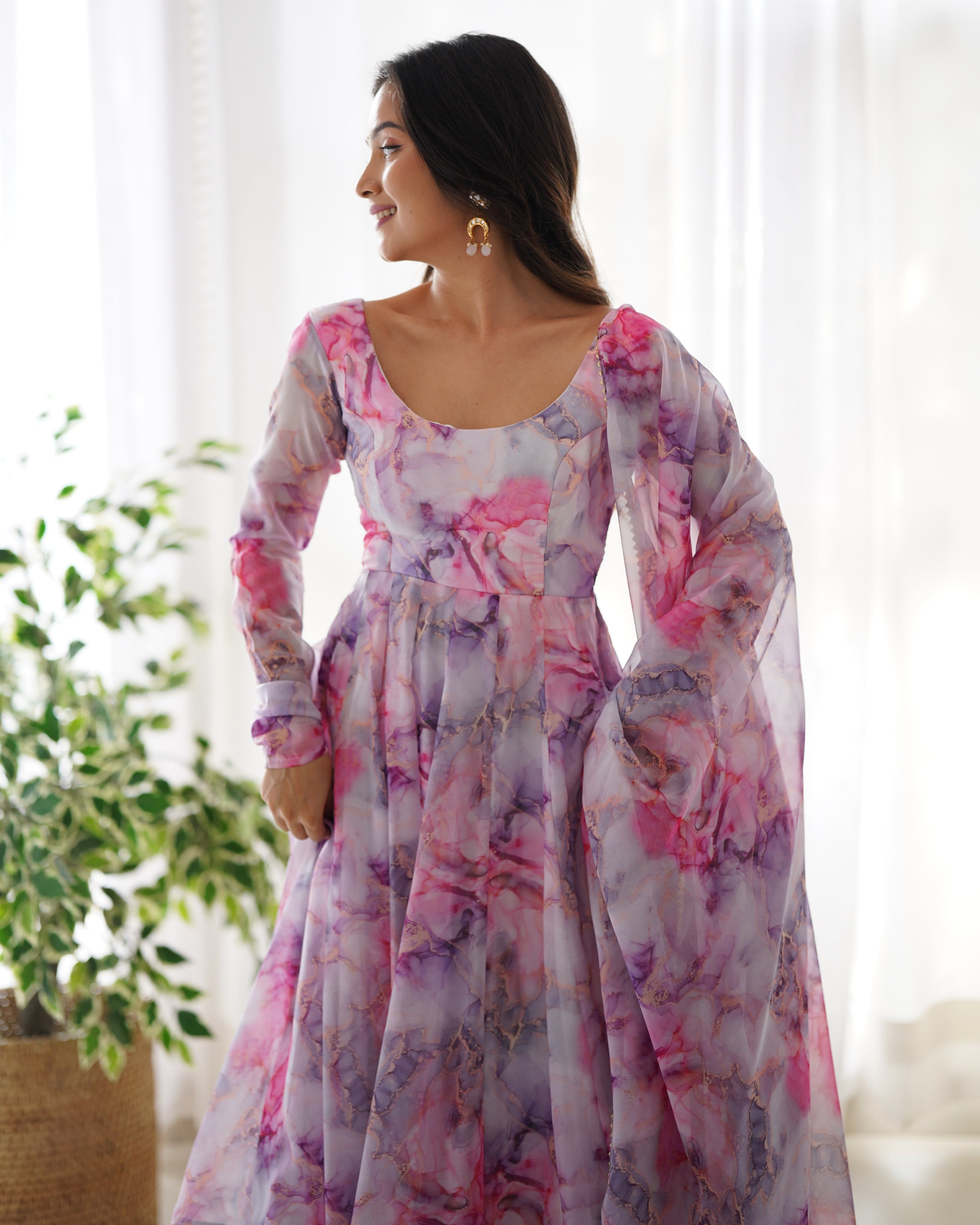Eloriya Marble Multi Coloured Suit - S | Eloriya India