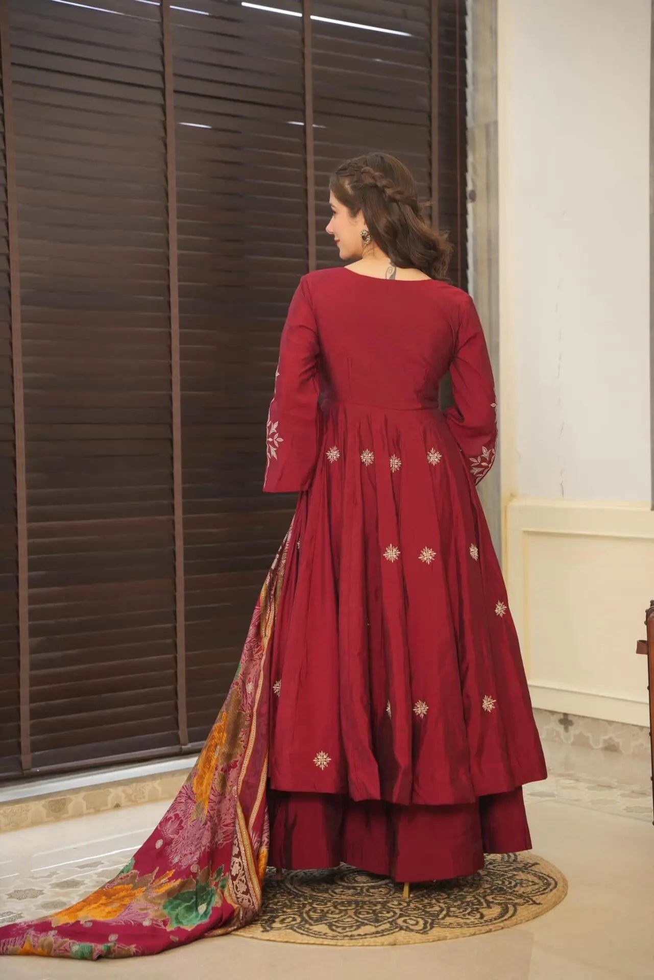 Eloriya Devine Pure Rangoli Silk Anarkali Suit Set - L [40] | Eloriya India