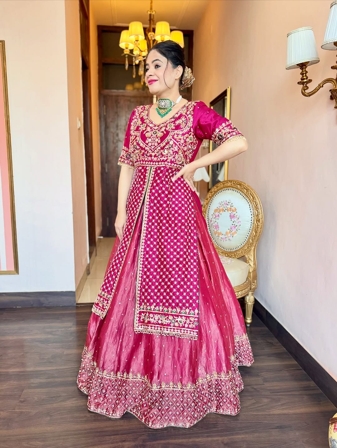 Eloriya Shahi Gulzar Heavy Embroidered Lehenga Suit Set - XS [34] | Eloriya India