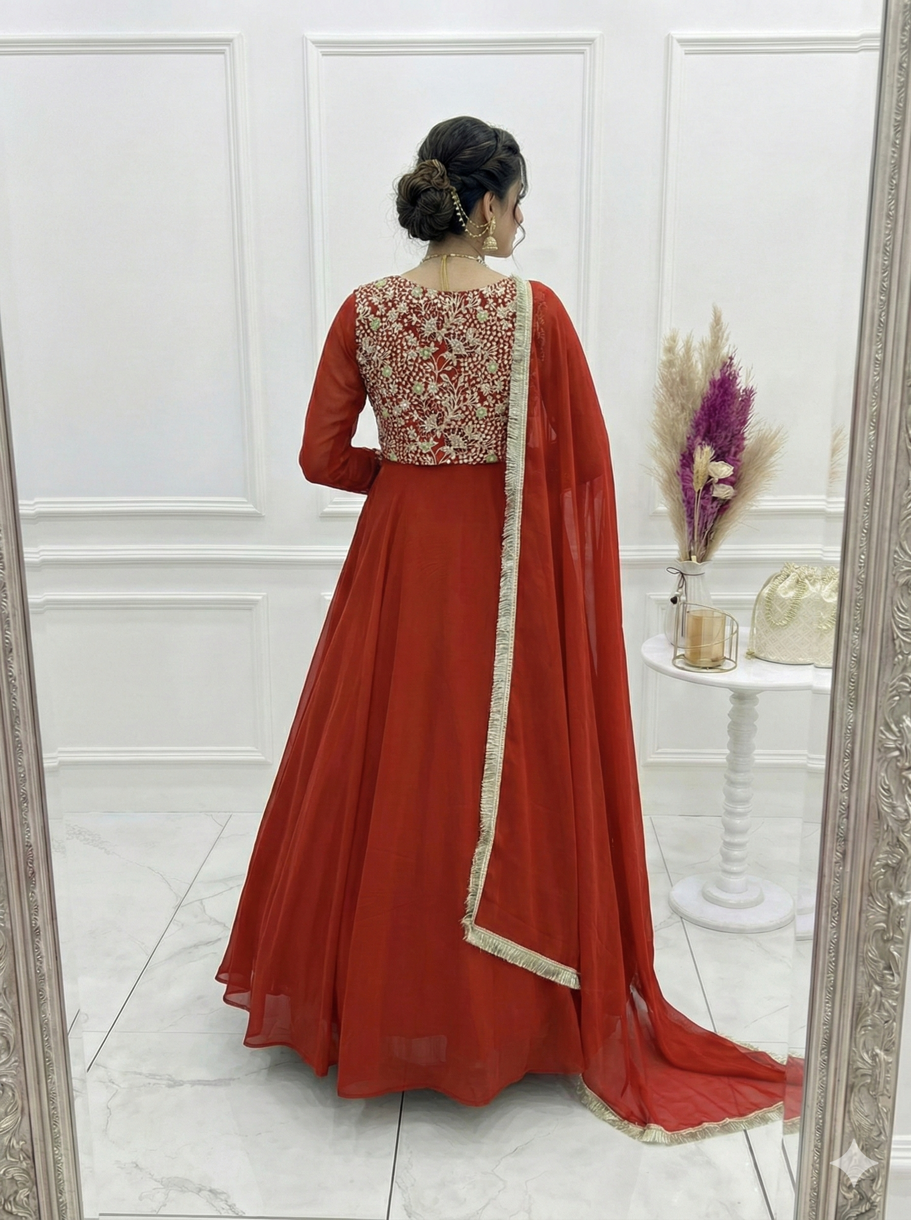 Eloriya Mimi Orange Shades Premium Quality Anarkali Suit Set - S [36] | Eloriya India