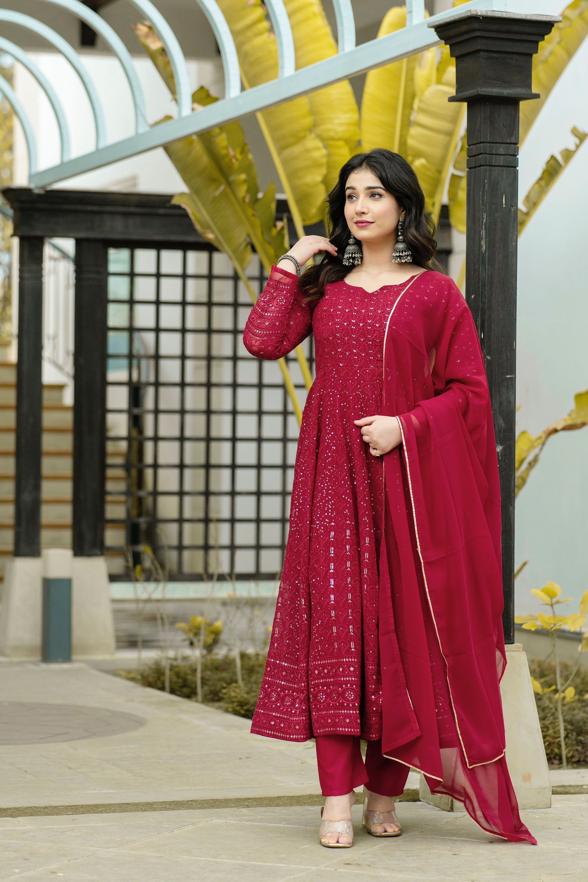 Eloriya Sunheri Fux Georgette Suit Set - 6013 - L [40] | Eloriya India
