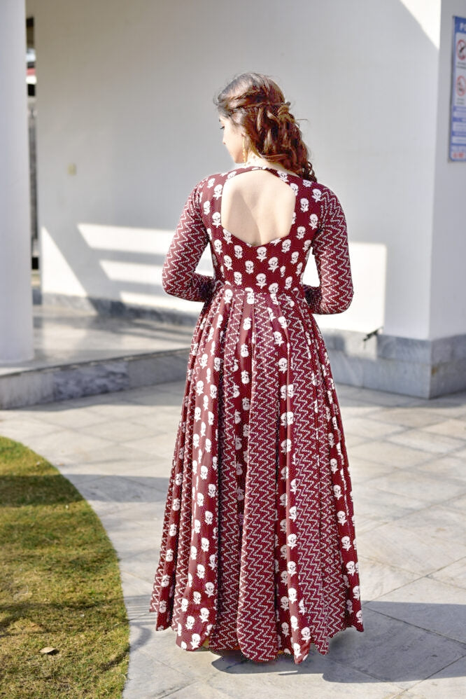 Eloriya Gajgamini Brown Maxi Set | Eloriya India