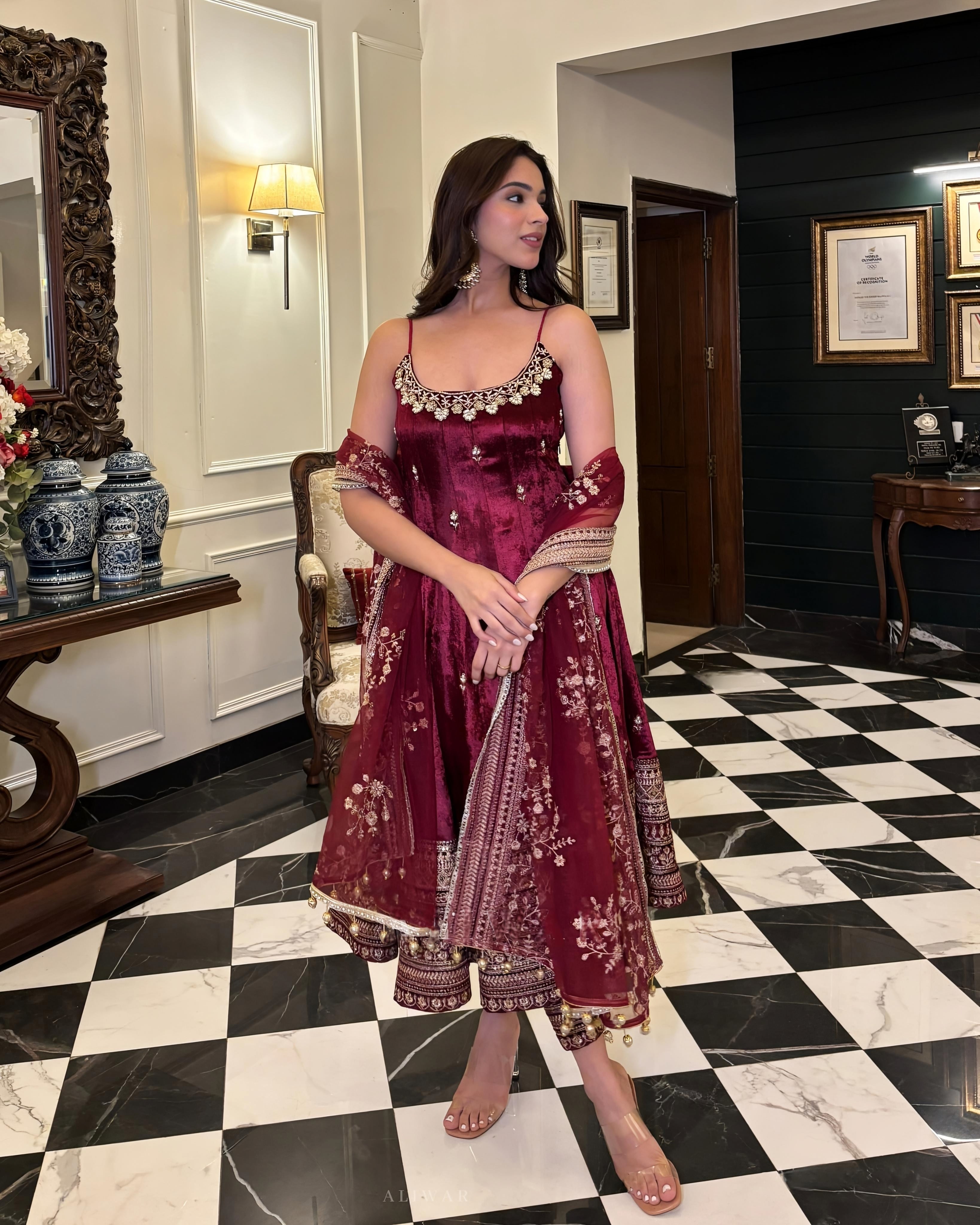 Eloriya Alveera Premium Quality Anarkali Suit Set With Color - Mustard yellow | Eloriya India