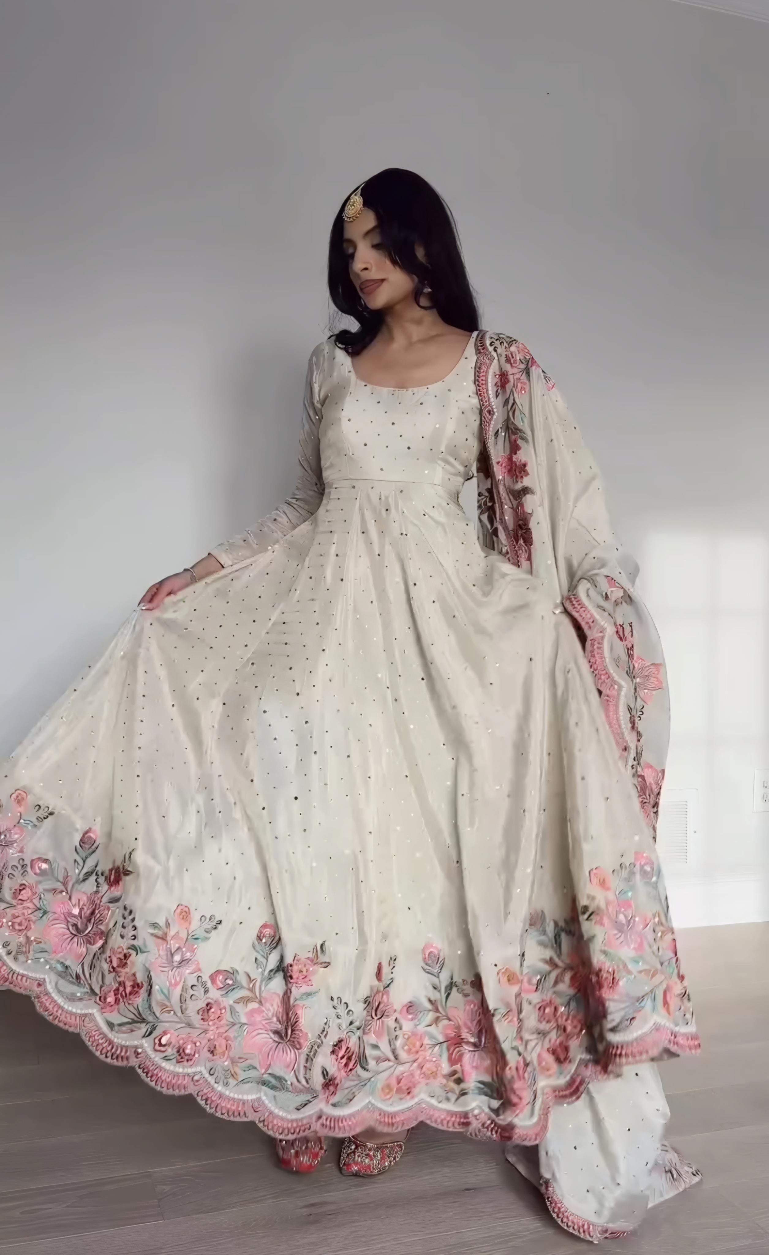 Eloriya Aarushi Heavy Pure Vichitra Silk Gown - 2XL [44] | Eloriya India