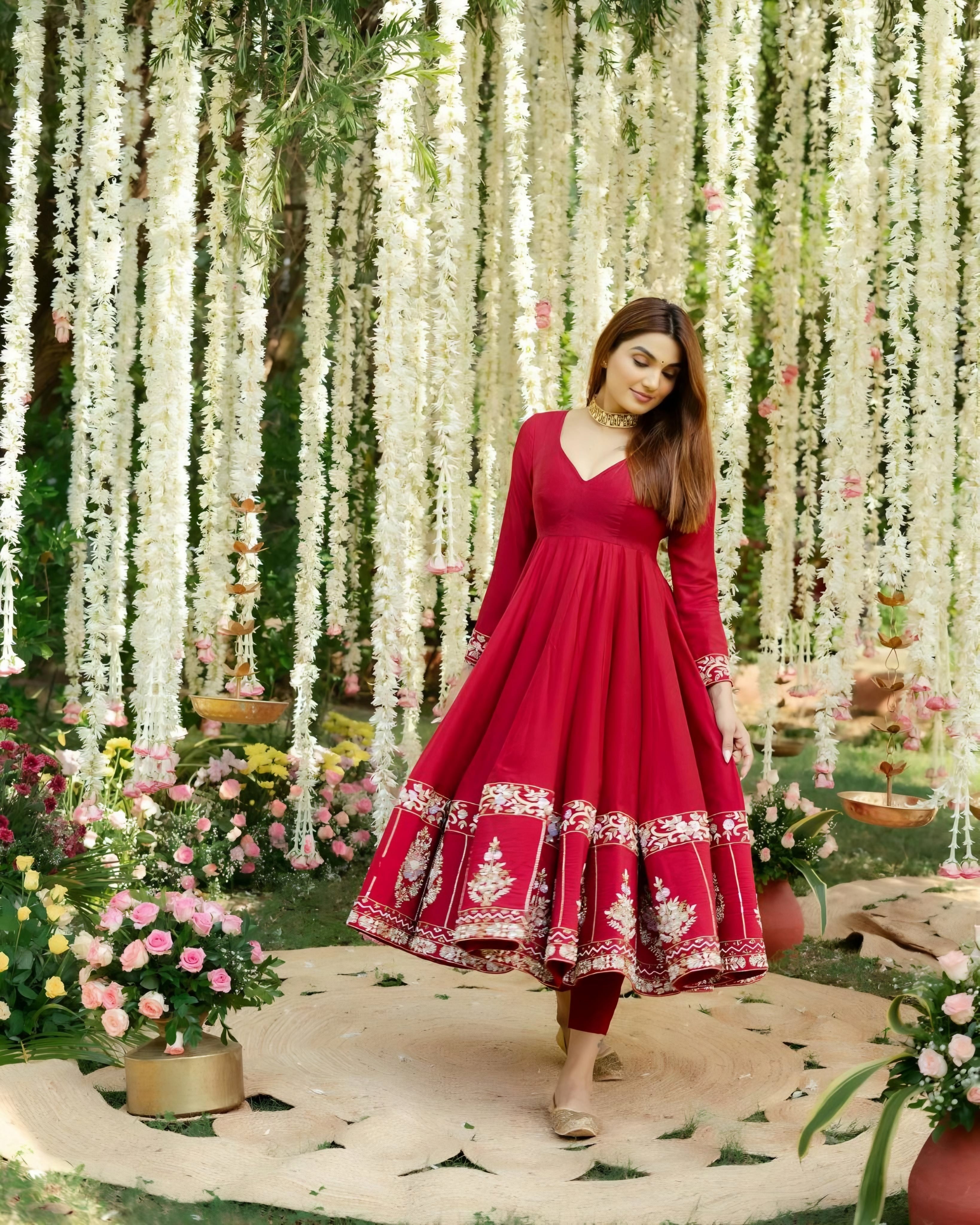Eloriya Rimmy Red Coloured Anarkali Suit Set - 2XL [44] | Eloriya India