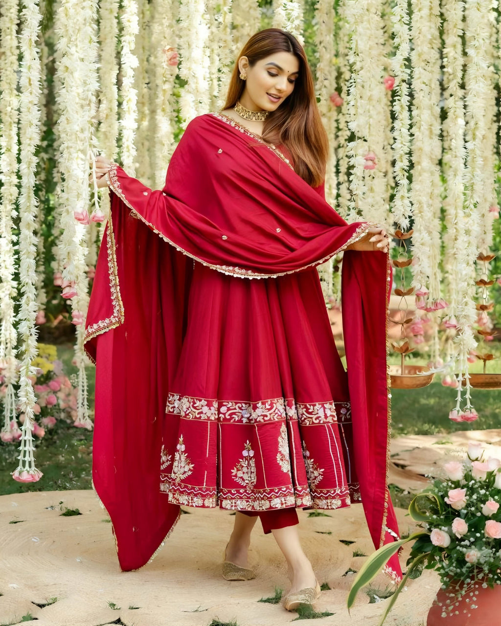 Eloriya Rimmy Red Coloured Anarkali Suit Set - XL [42] | Eloriya India
