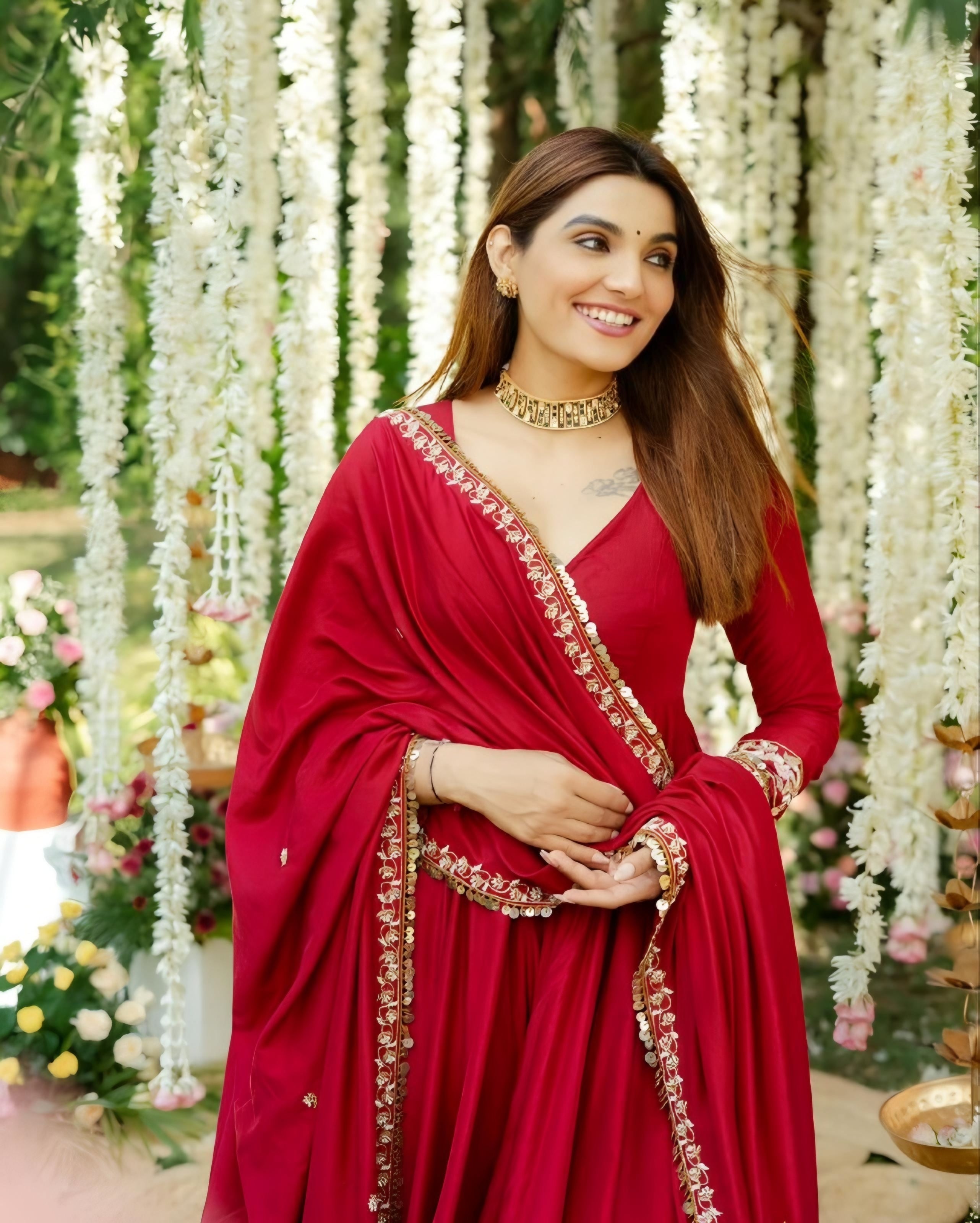 Eloriya Rimmy Red Coloured Anarkali Suit Set | Eloriya India