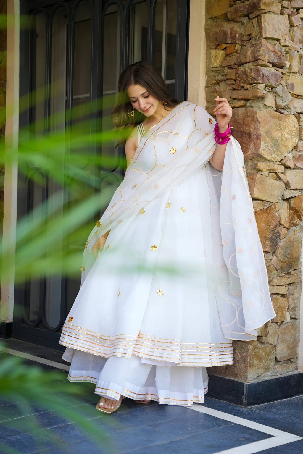 Eloriya Shubhra Faux Georgette Glint Kurta Set - S [36] | Eloriya India