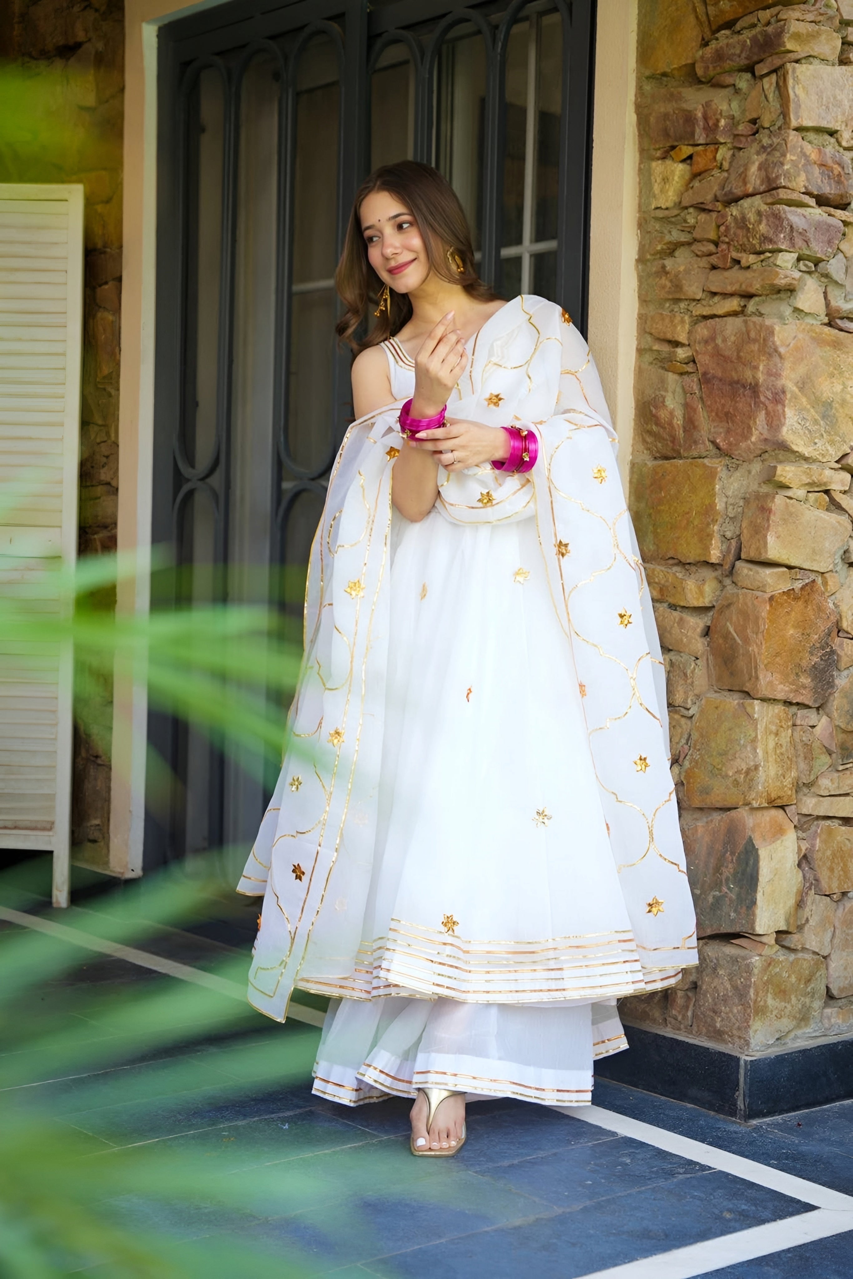 Eloriya Shubhra Faux Georgette Glint Kurta Set - XS [34] | Eloriya India