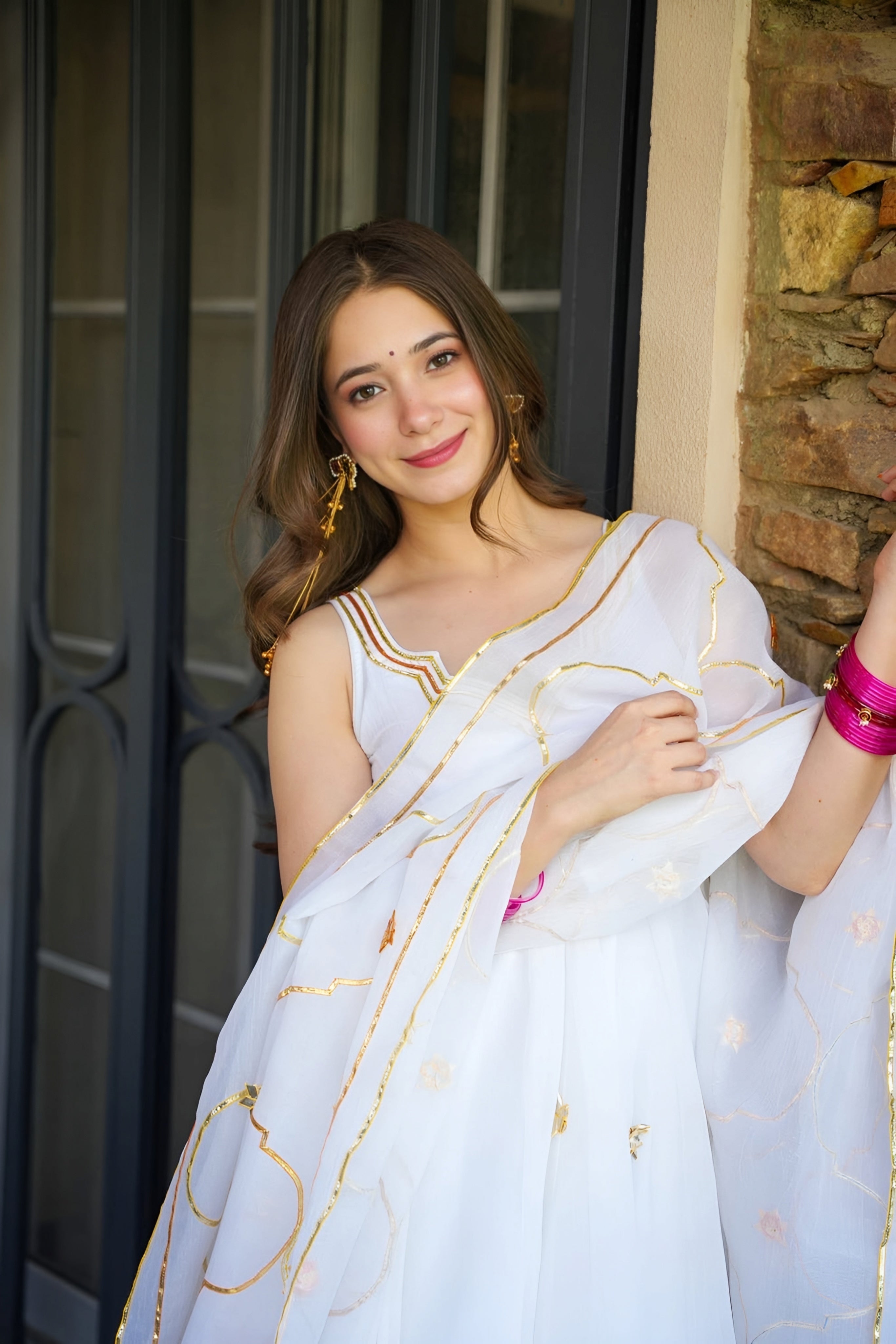 Eloriya Shubhra Faux Georgette Glint Kurta Set - XL [42] | Eloriya India