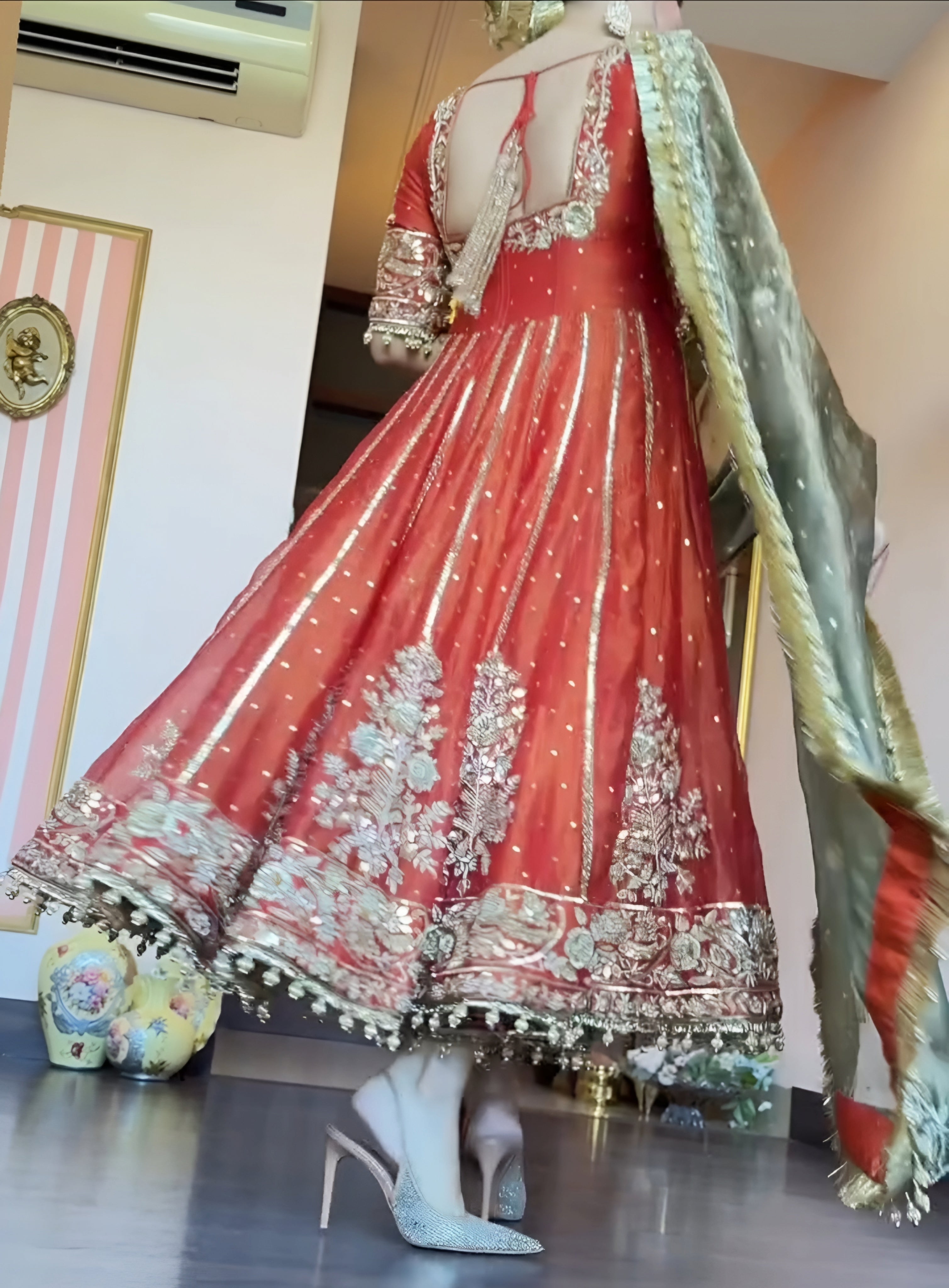 Eloriya Orange Shades Premium Quality Anarkali Suit Set - S [36] | Eloriya India