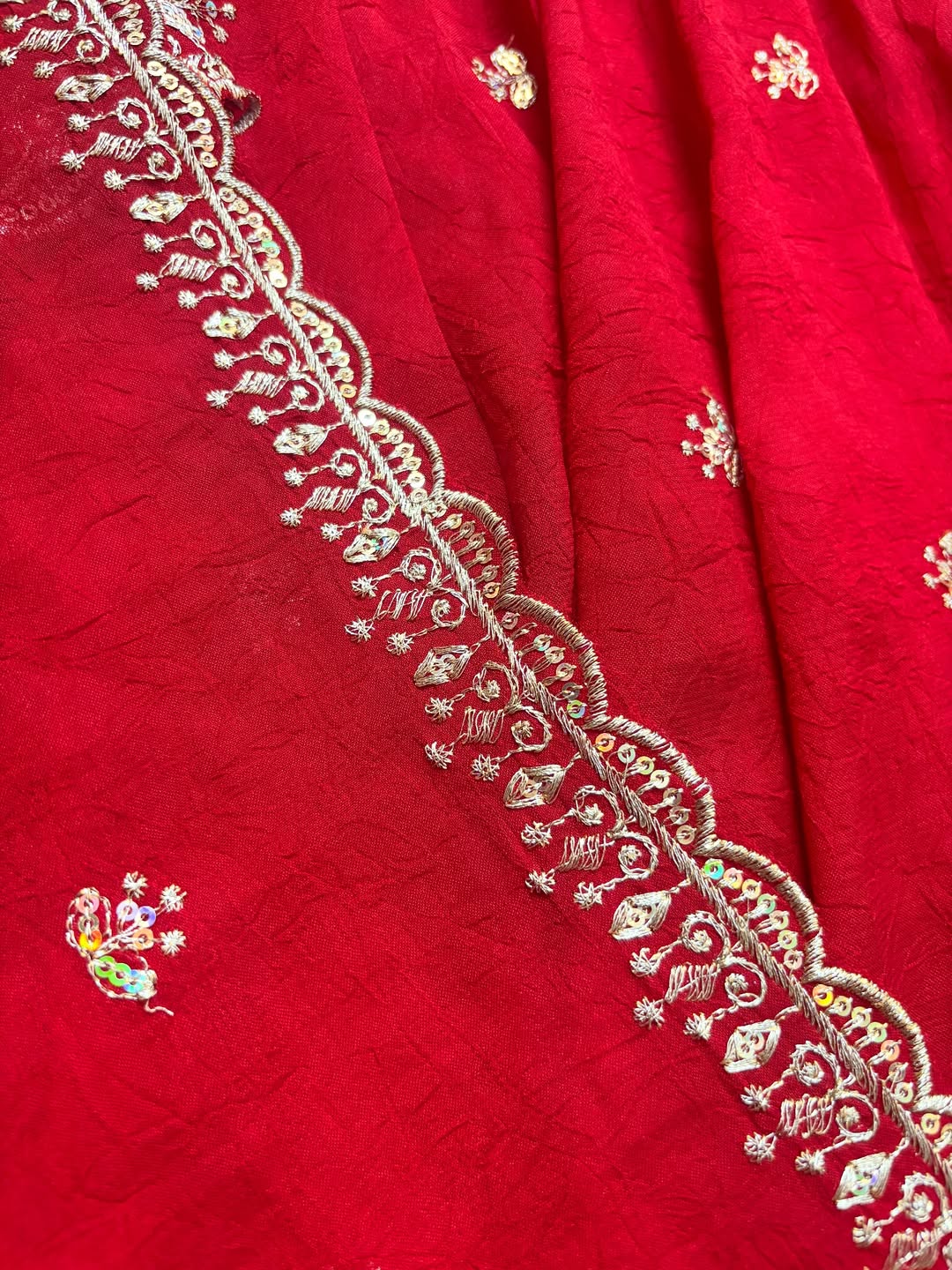 Eloriya Red Chilli Slit Anarkali Premium Suit Set - XL [42] | Eloriya India