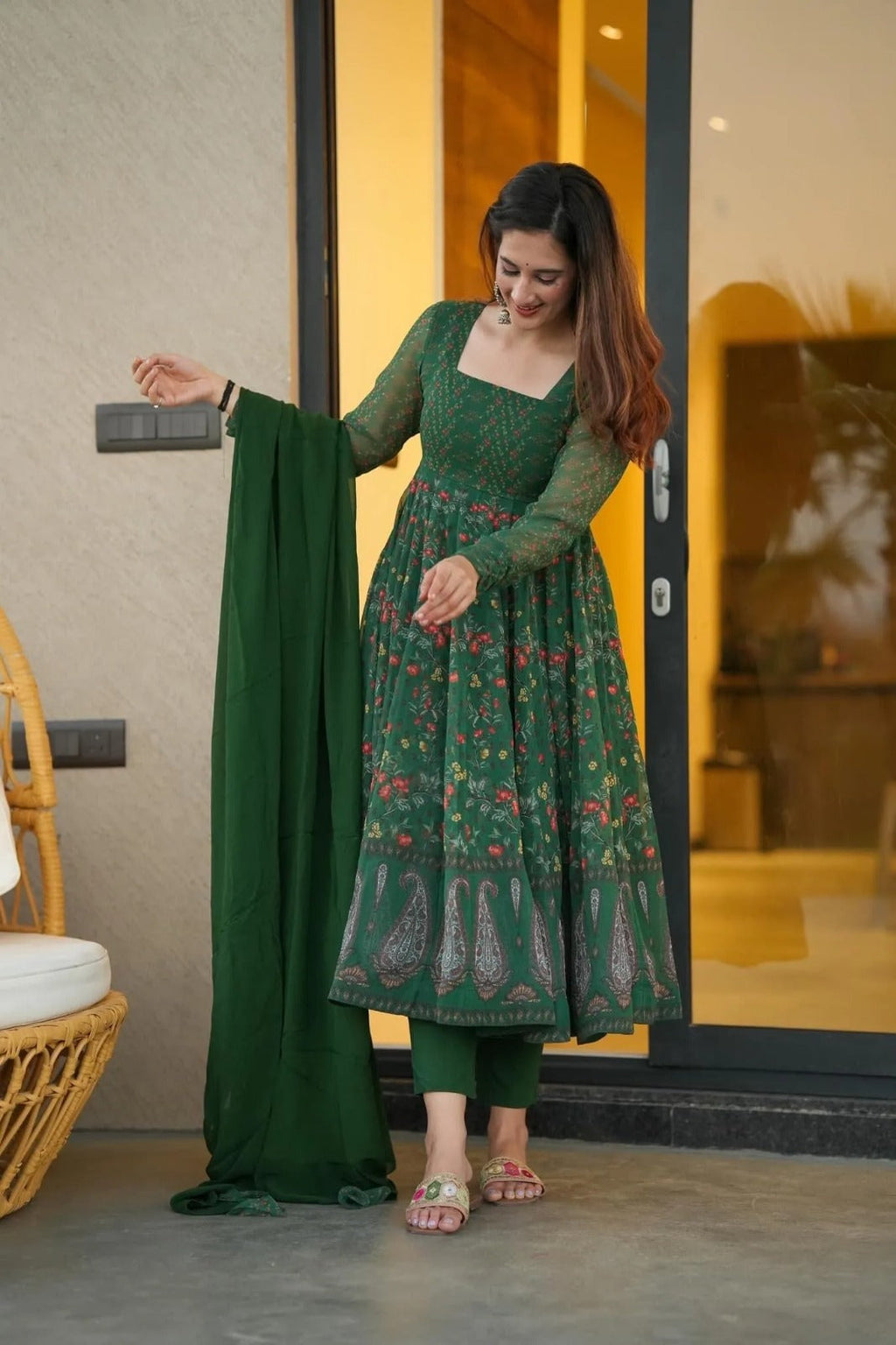 Eloriya Sp Premium Quality Green Anarkali Suit Set - XS | Eloriya India
