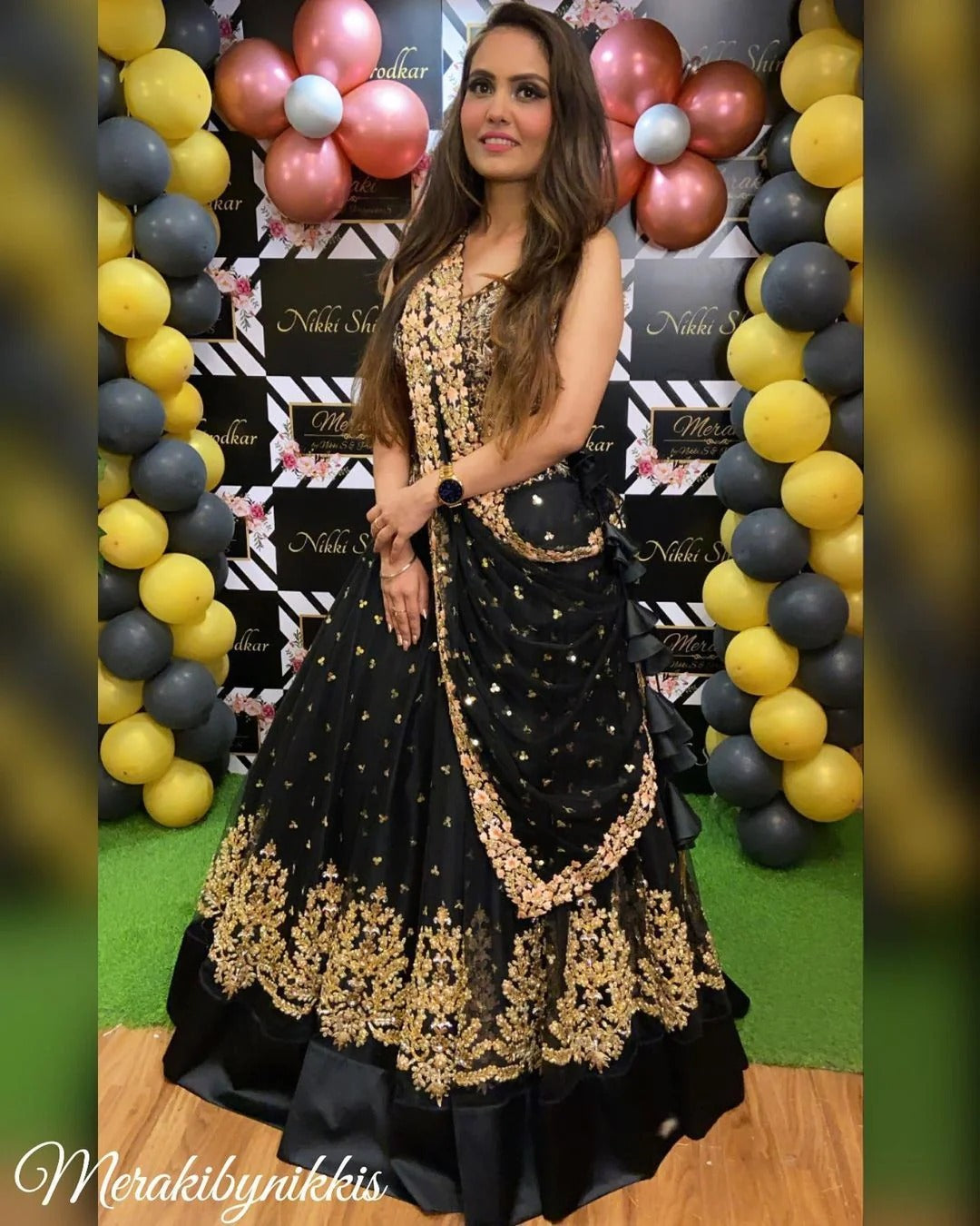 Eloriya Black Coloured Party Wear Lehnega Choli - Default Title | Eloriya India