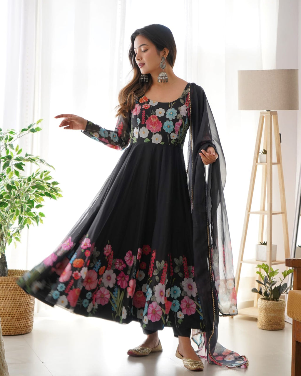 Eloriya Creme Coloured Organza Suit | Eloriya India