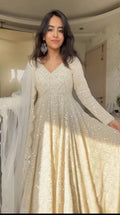 Eloriya Aniska Lakhnavi Embroidered Work Anarkali Suit Set - XS [34] | Eloriya India