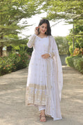 Eloriya Manvi's White Coloured Anarkali Suit Set - M [38] | Eloriya India