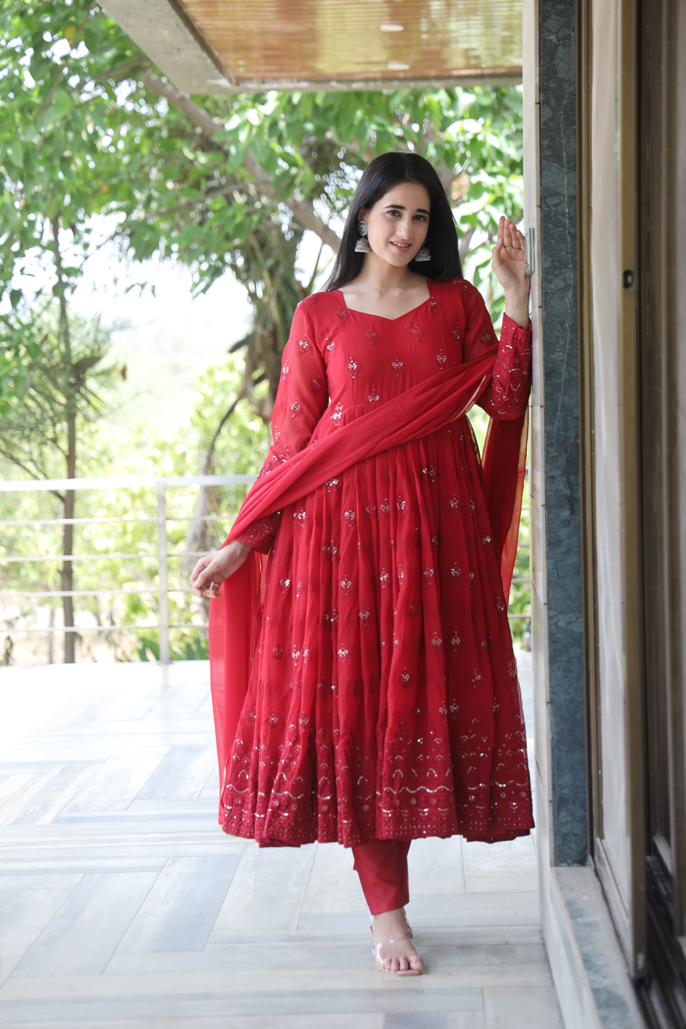 Eloriya Maroon Premium Quality Anarkali Suit Set - 3XL [46] | Eloriya India