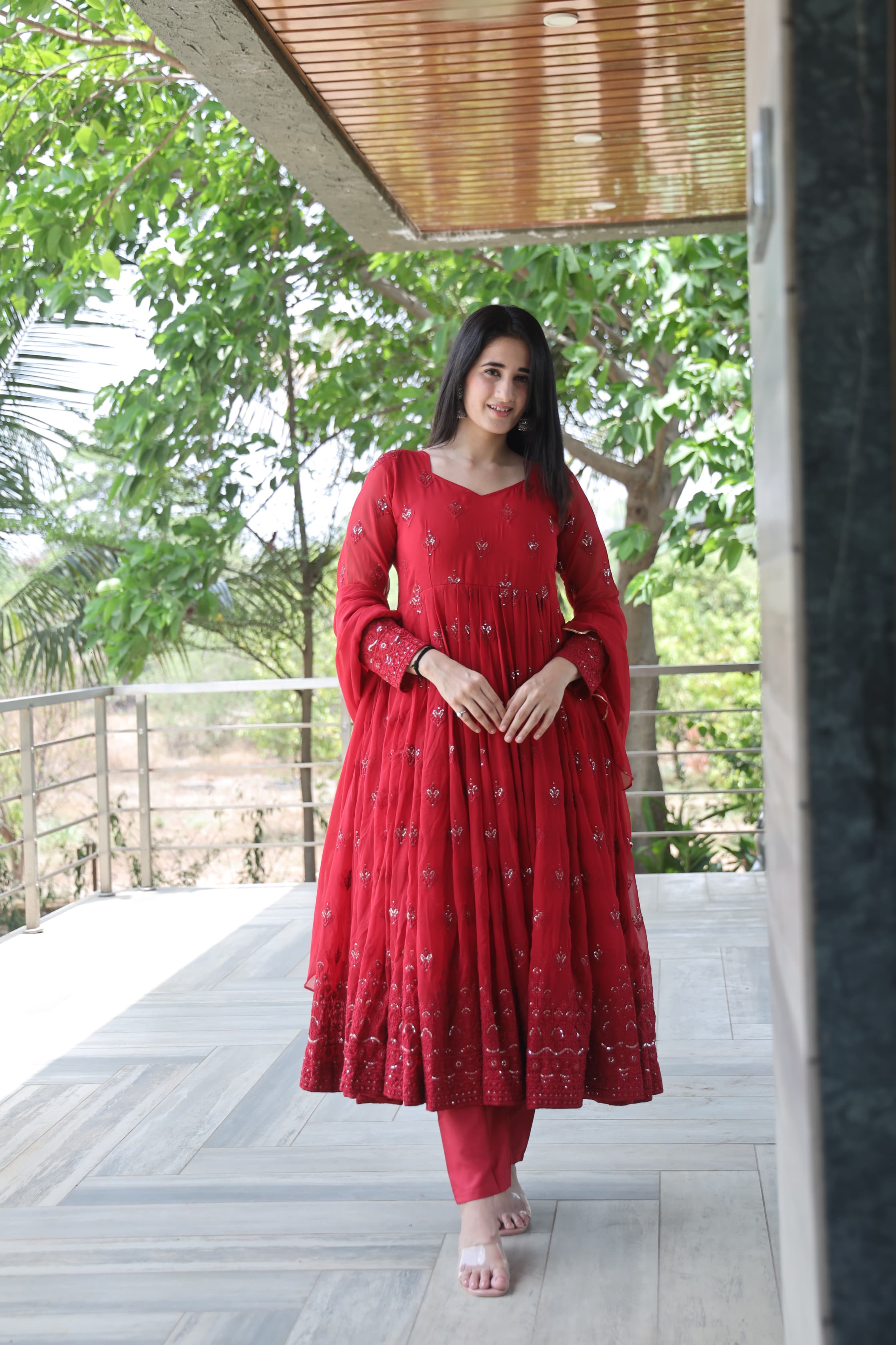 Eloriya Maroon Premium Quality Anarkali Suit Set - S [36] | Eloriya India
