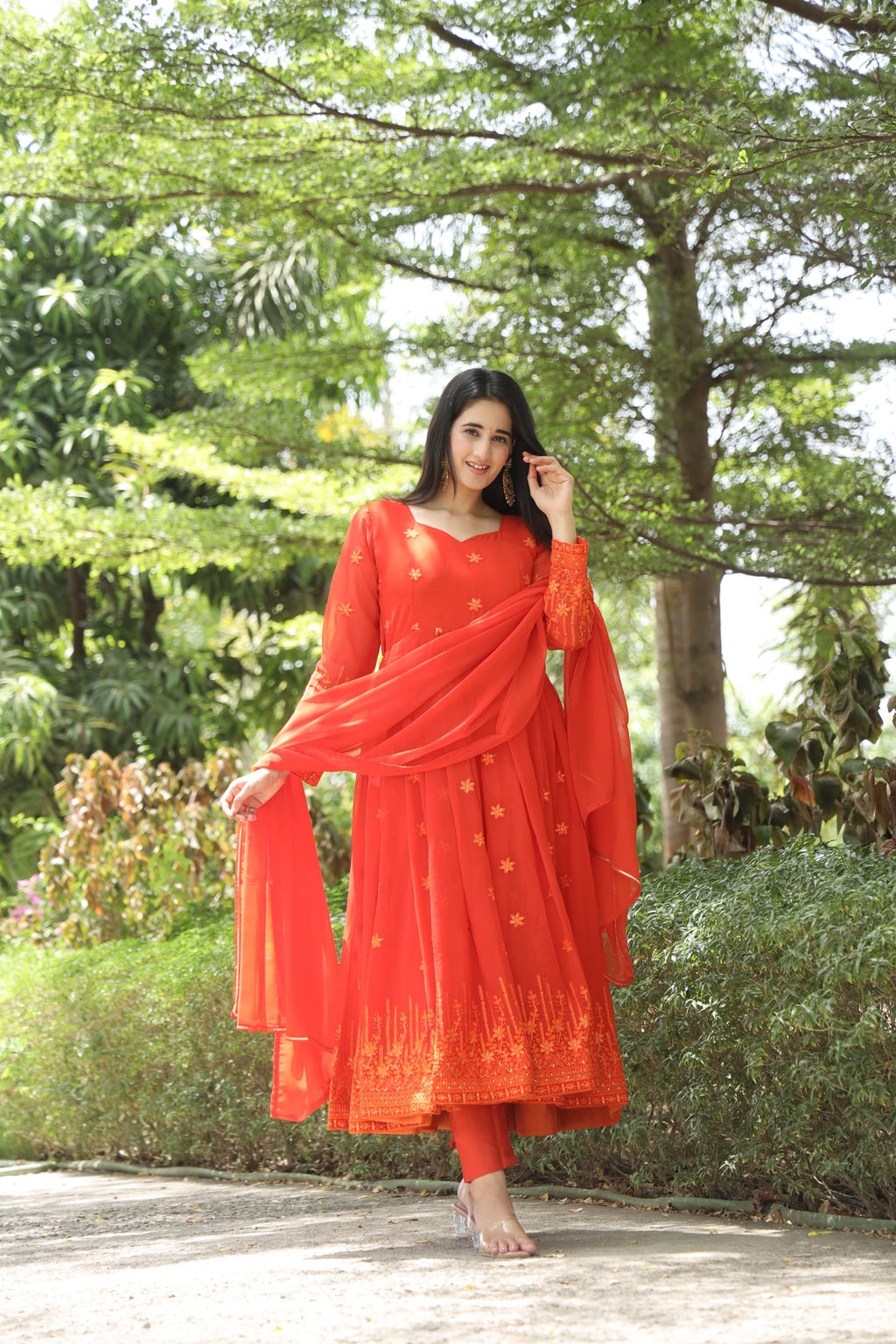 Eloriya Keshvi's Orange Coloured Anarkali Suit - 2XL [44] | Eloriya India