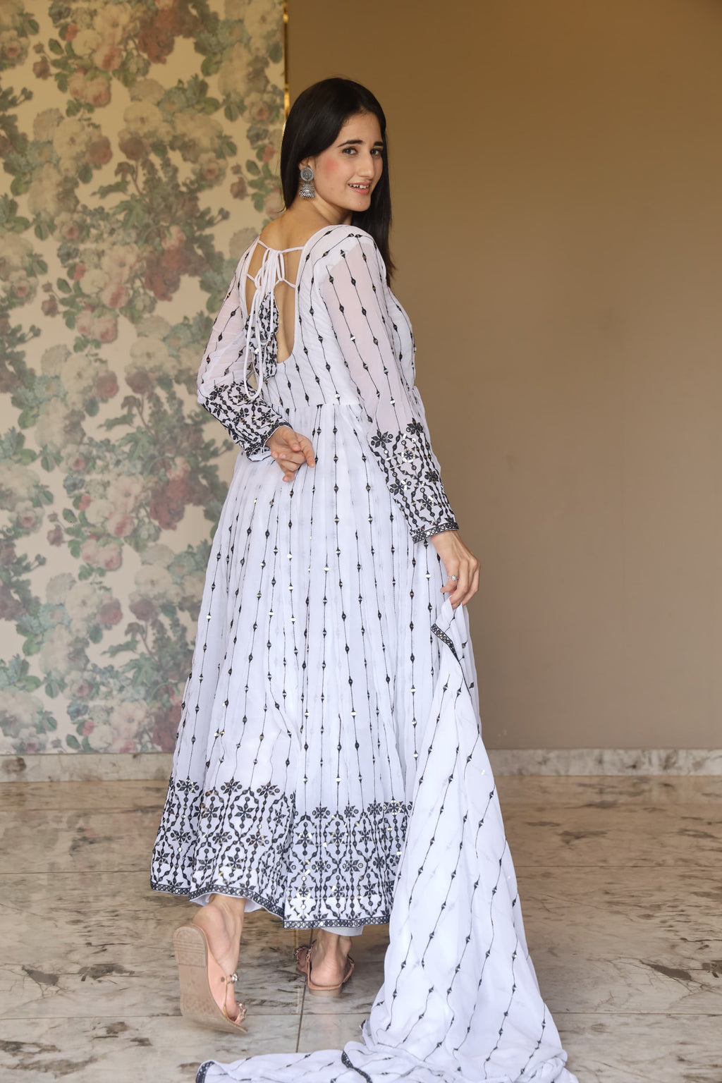 Eloriya Aditi's White Anarkali Suit Set - 3XL [46] | Eloriya India