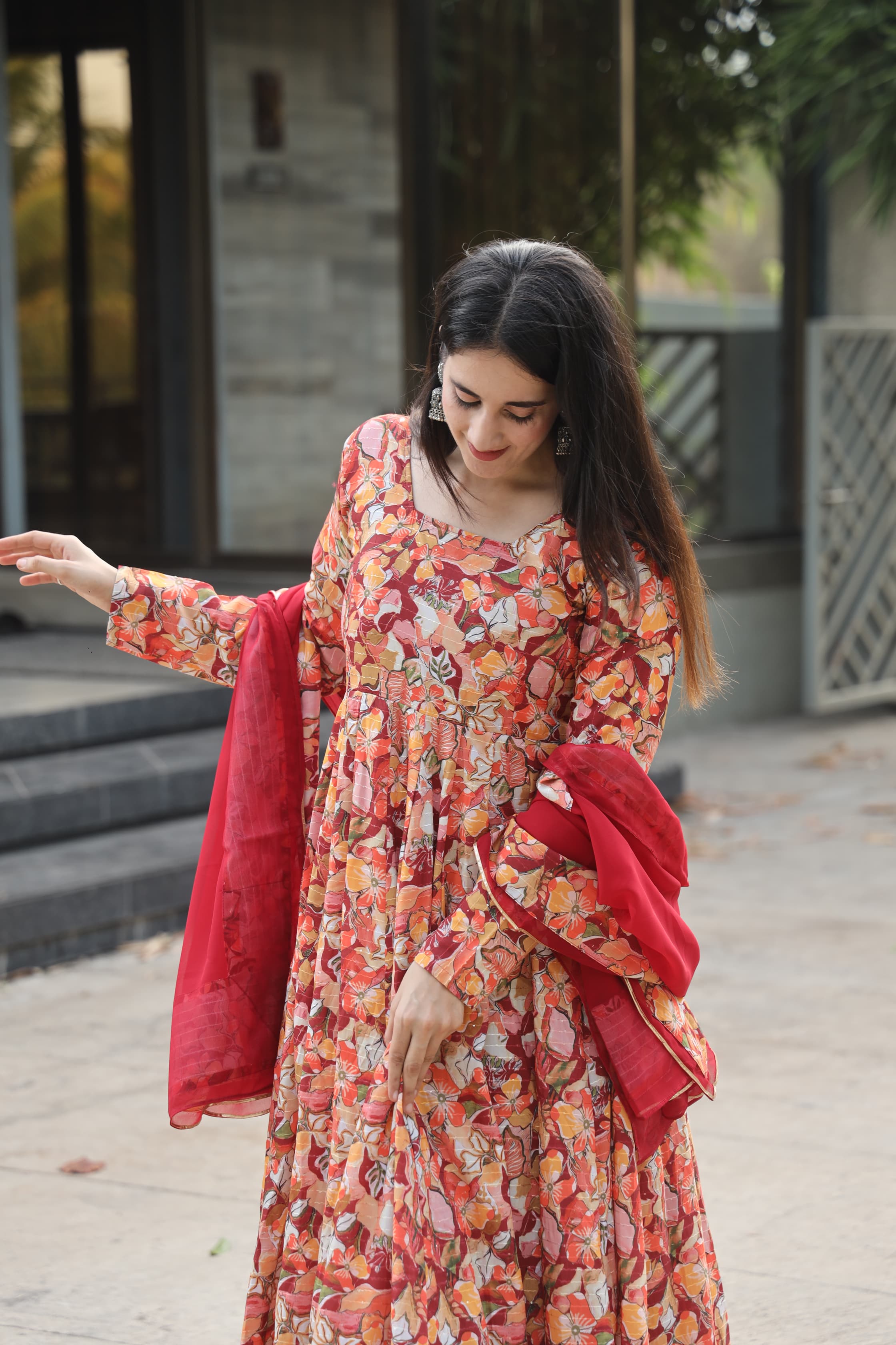 Eloriya Charmi's Multi Coloured Anarkali Suit - L [40] | Eloriya India