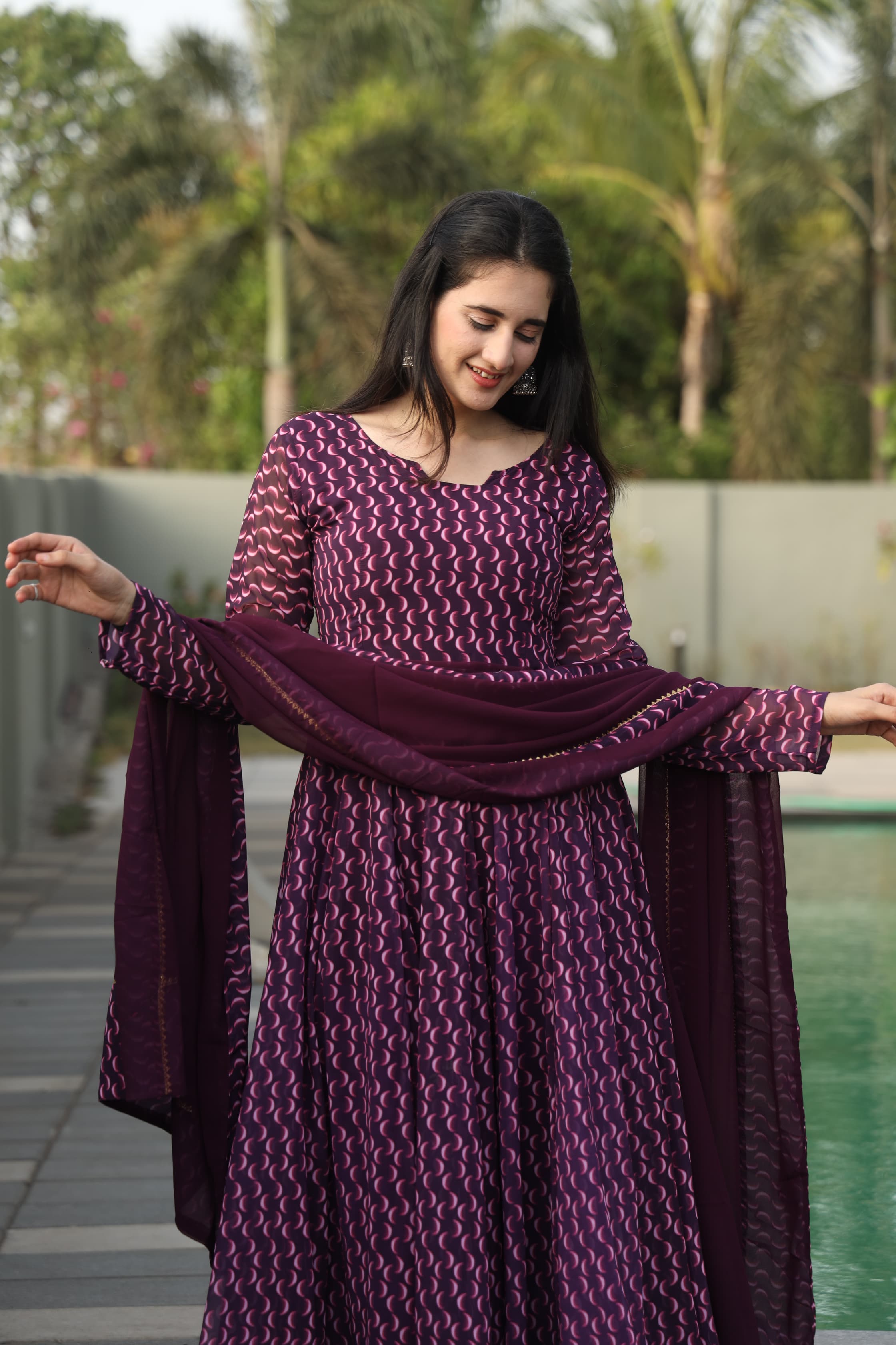 Eloriya Dharani's Wine Coloured Anarkali Suit - XL [42] | Eloriya India