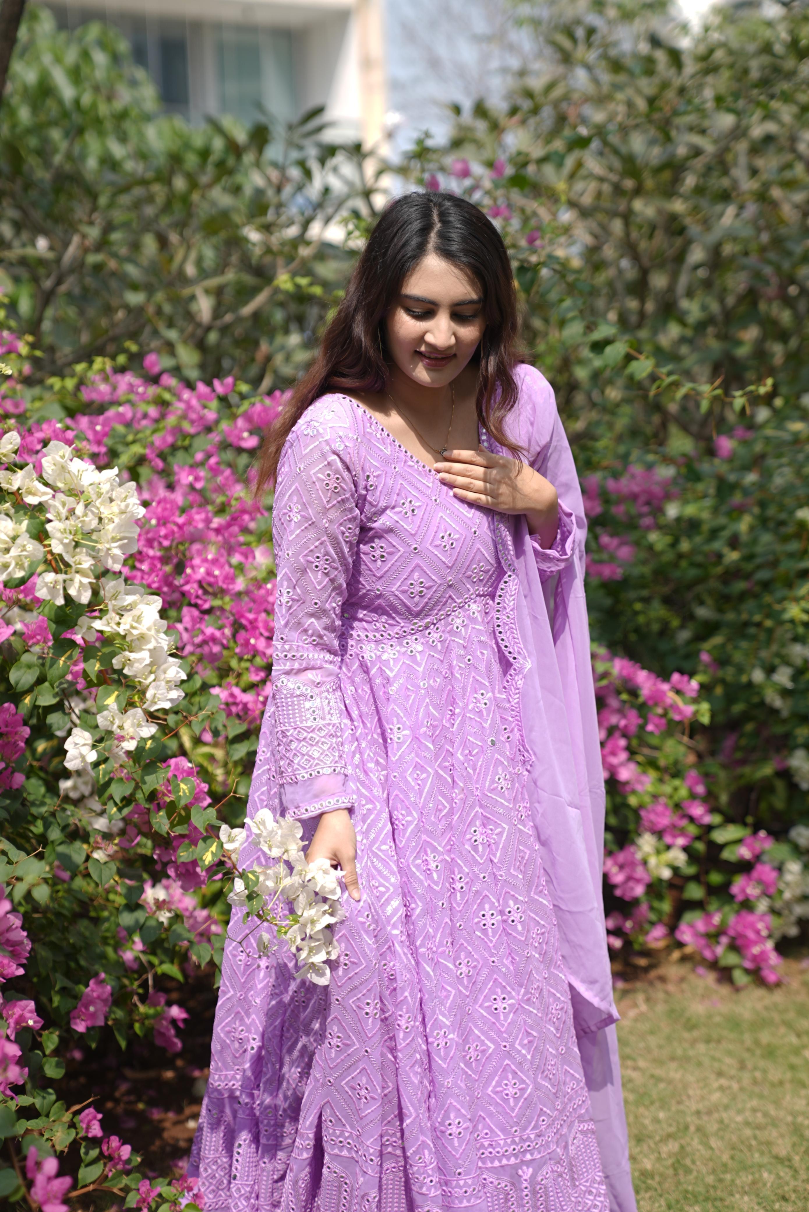 Eloriya Vedika's Purple Coloured Premium Quality Anarkali Suit Set | Eloriya India