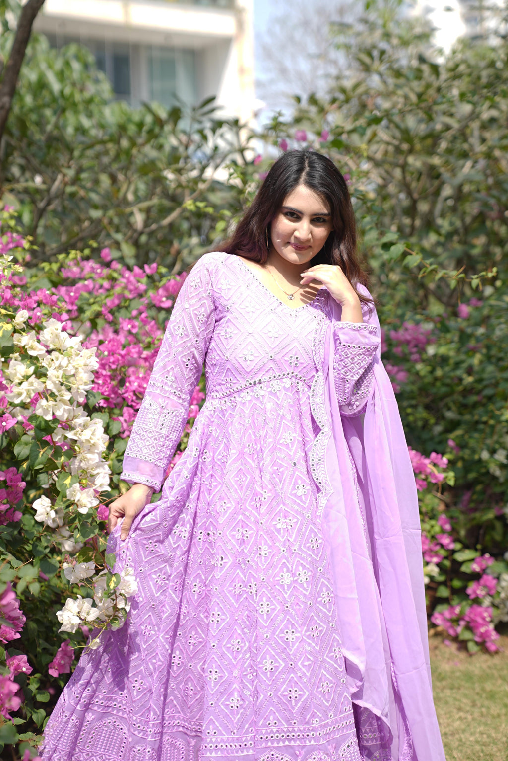 Eloriya Vedika's Purple Coloured Premium Quality Anarkali Suit Set - XL [42] | Eloriya India