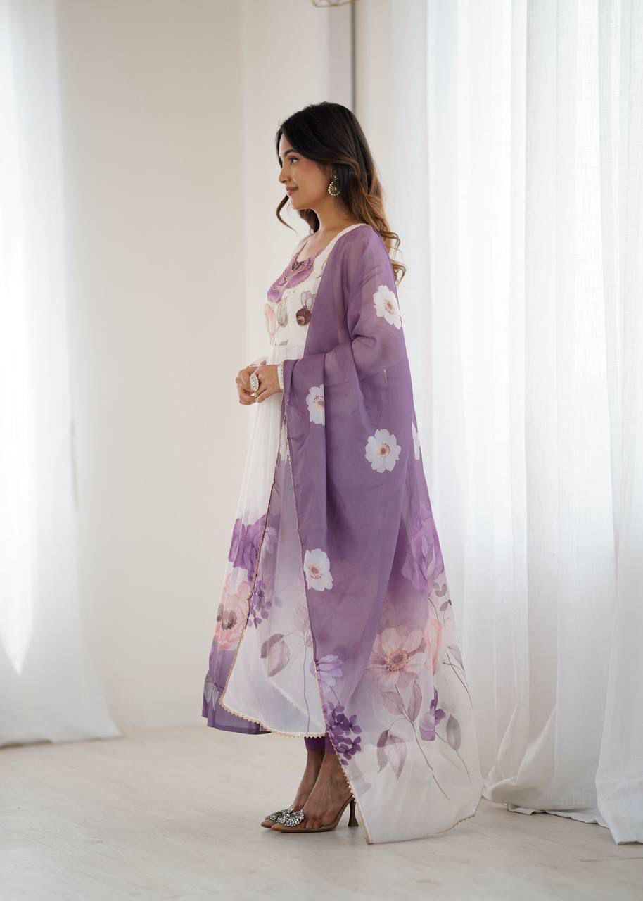Eloriya Jiyara Violet Color Anarkali Suit Set - M [38] | Eloriya India