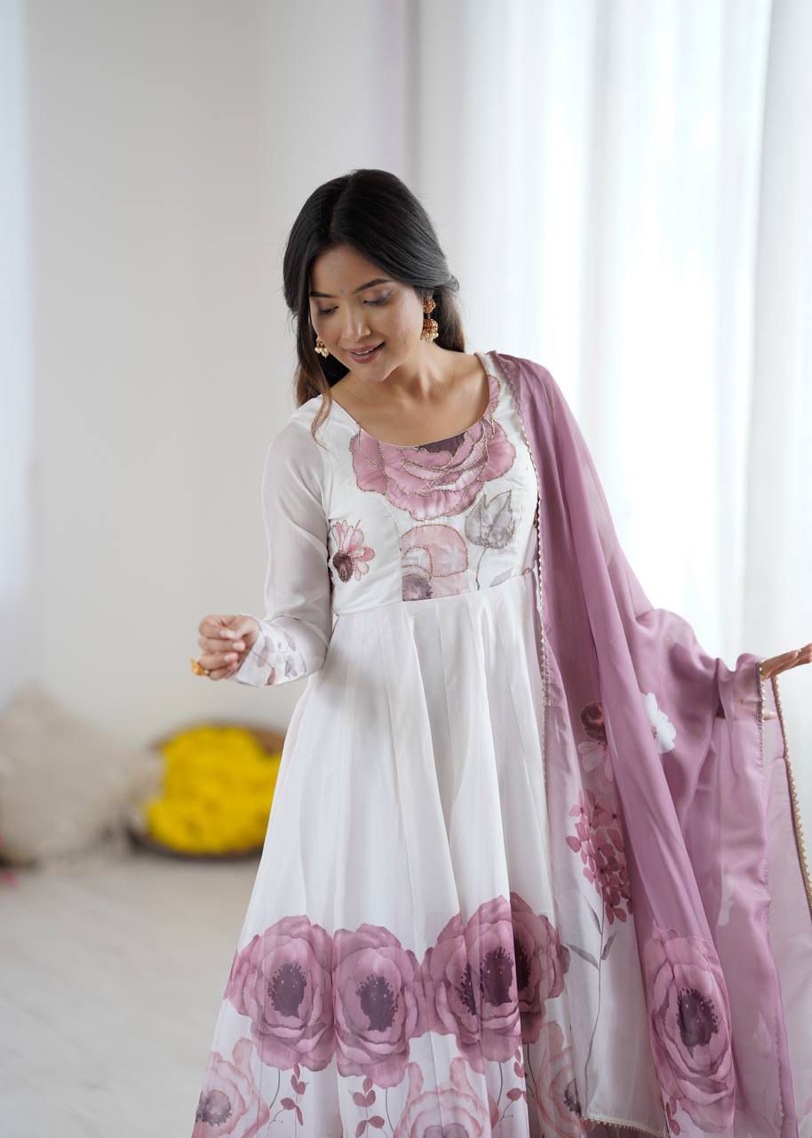 Eloriya Jiyara Onionpink Color Anarkali Suit Set | Eloriya India