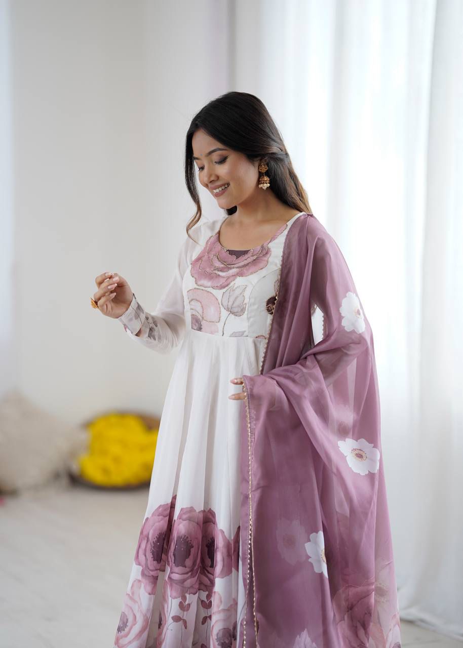 Eloriya Jiyara Onionpink Color Anarkali Suit Set | Eloriya India
