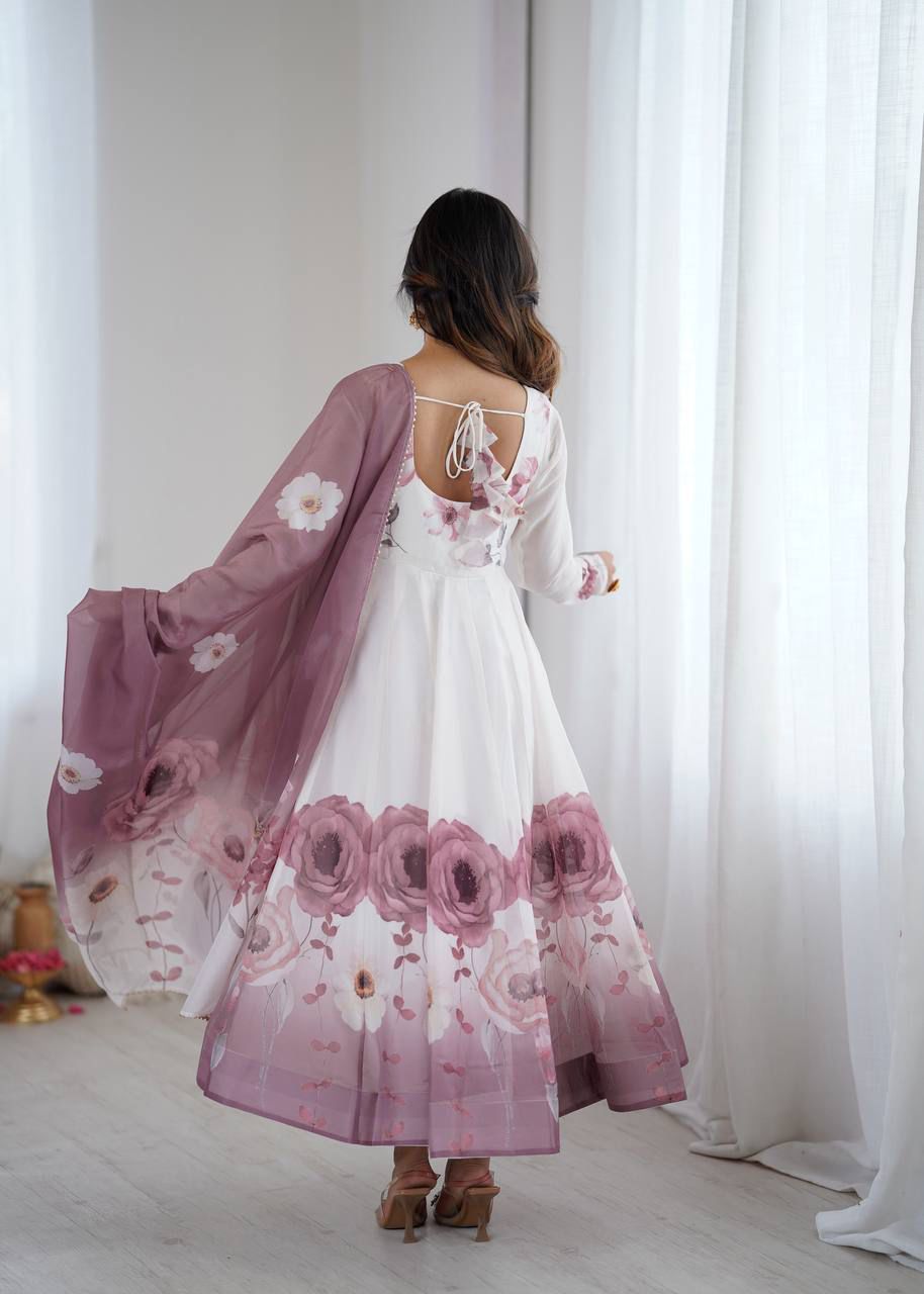 Eloriya Jiyara Onionpink Color Anarkali Suit Set | Eloriya India