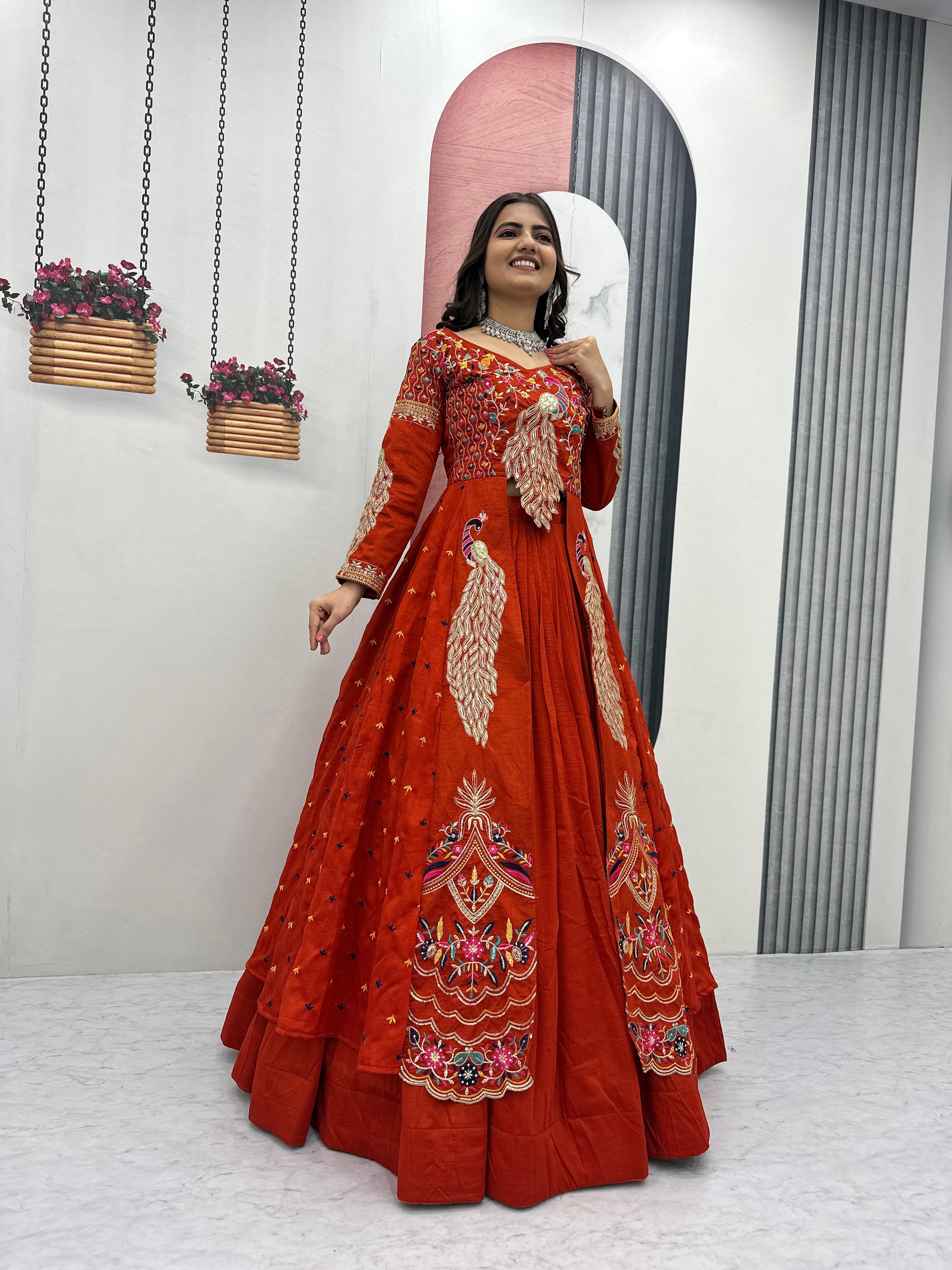 Eloriya Premium Quality Heavy Traditional Crop Top With Shrug - S [36] | Eloriya India