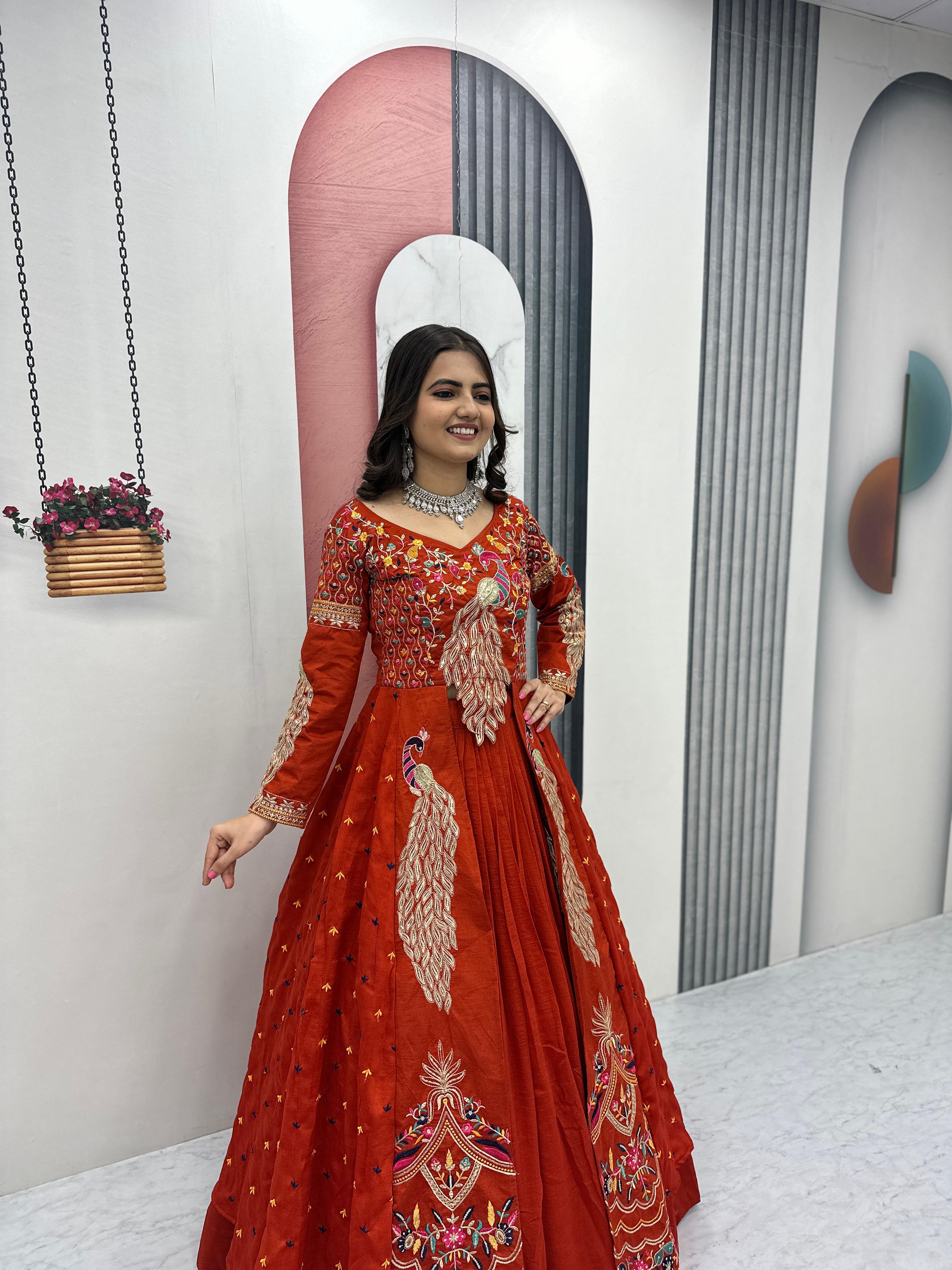 Eloriya Premium Quality Heavy Traditional Crop Top With Shrug - M [38] | Eloriya India
