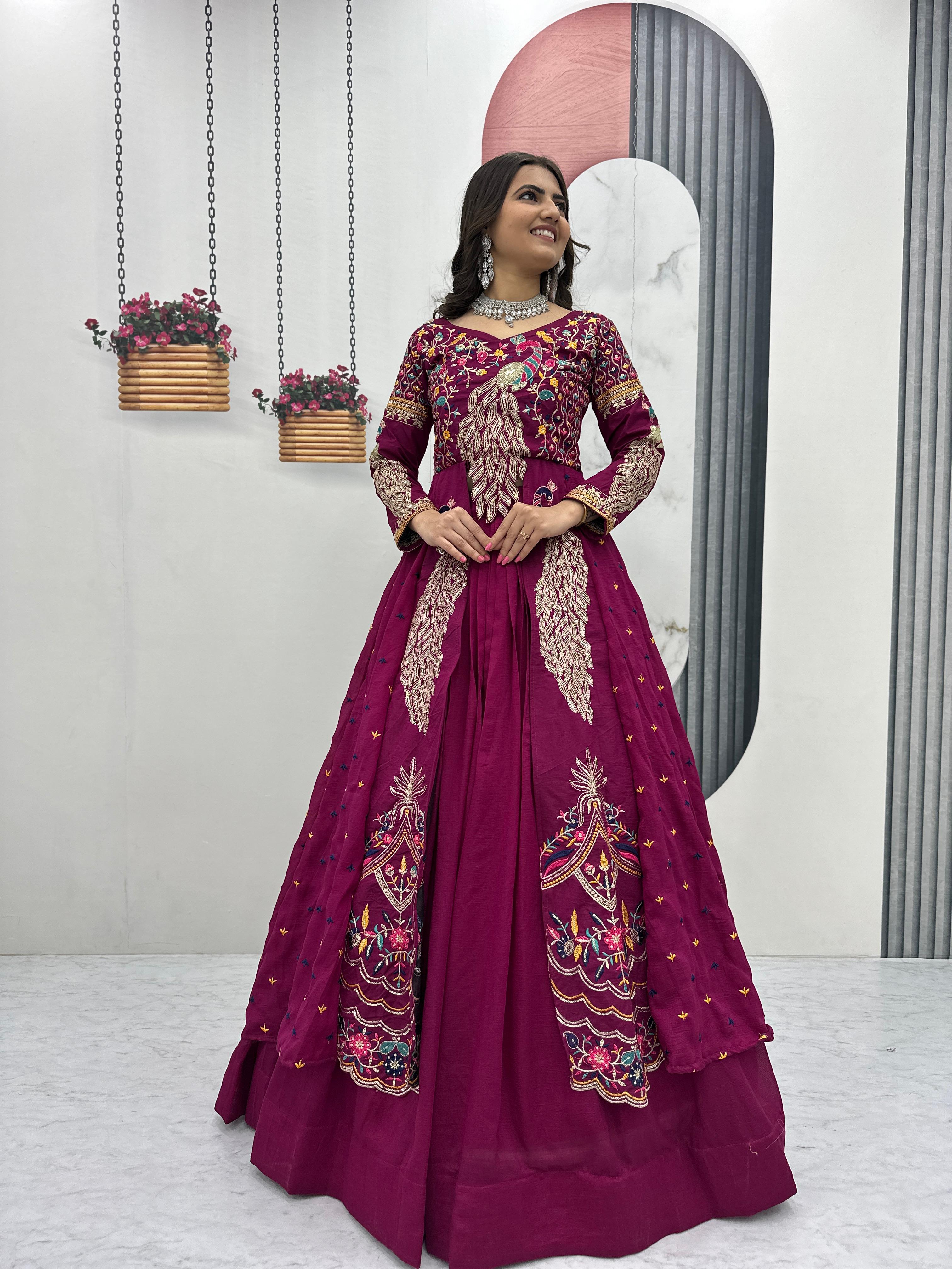 Eloriya Premium Quality Heavy Traditional Crop Top With Shrug - XS [34] | Eloriya India