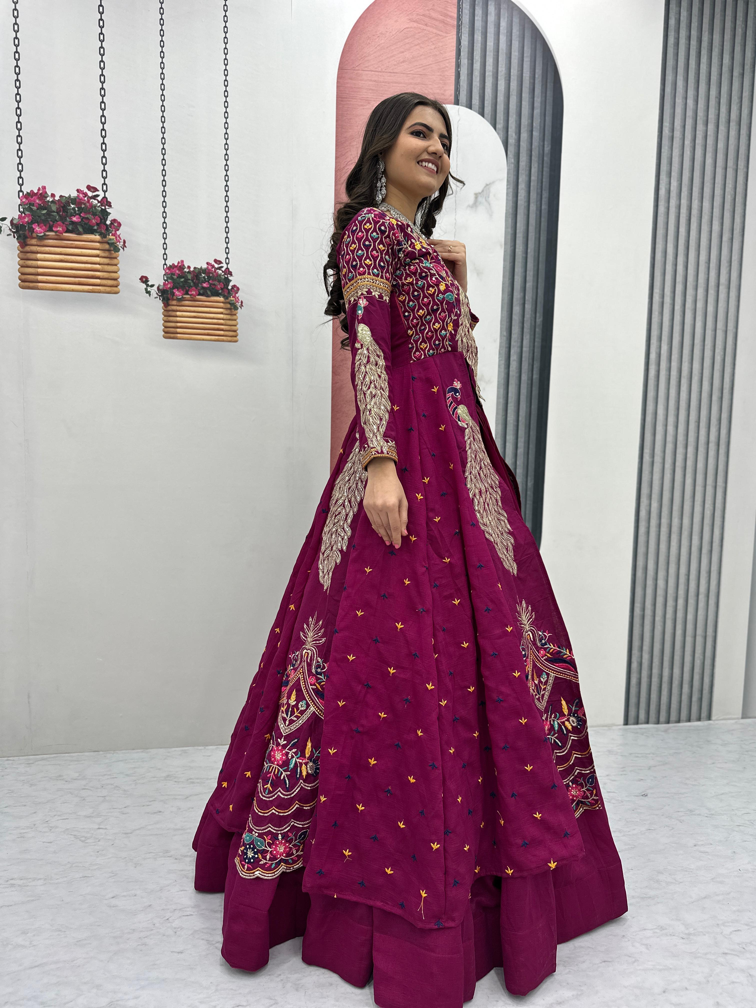 Eloriya Premium Quality Heavy Traditional Crop Top With Shrug - M [38] | Eloriya India