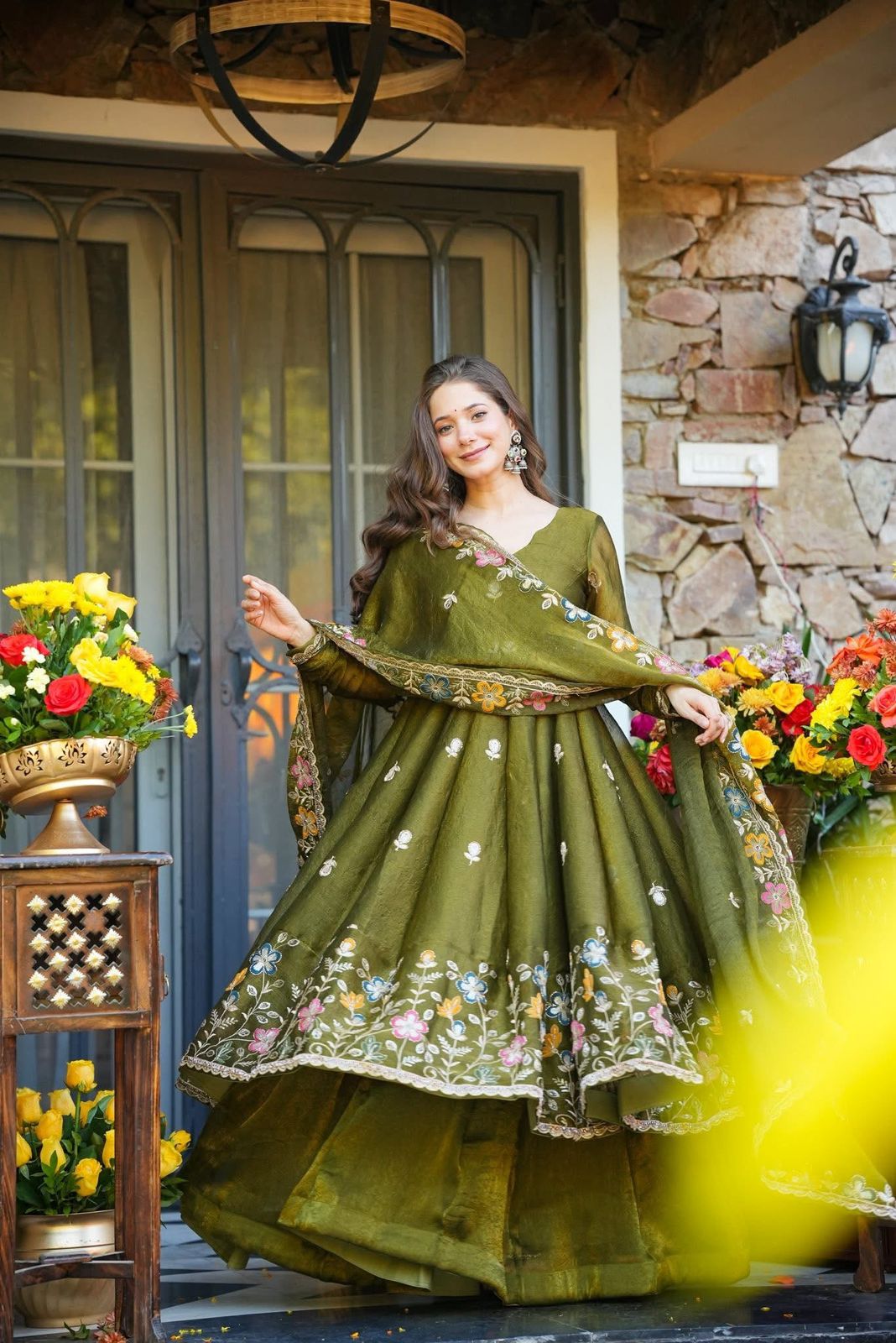 Eloriya Naishvika Floral Anarkali Anarkali Suit Set - XS [34] | Eloriya India