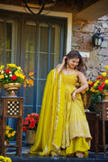 Eloriya Ishmika Mustard Yellow Anarkali Suit Set - M [38] | Eloriya India