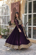 Eloriya Royal Wine Georgette Anarkali Heavy Suit Set - M [38] | Eloriya India