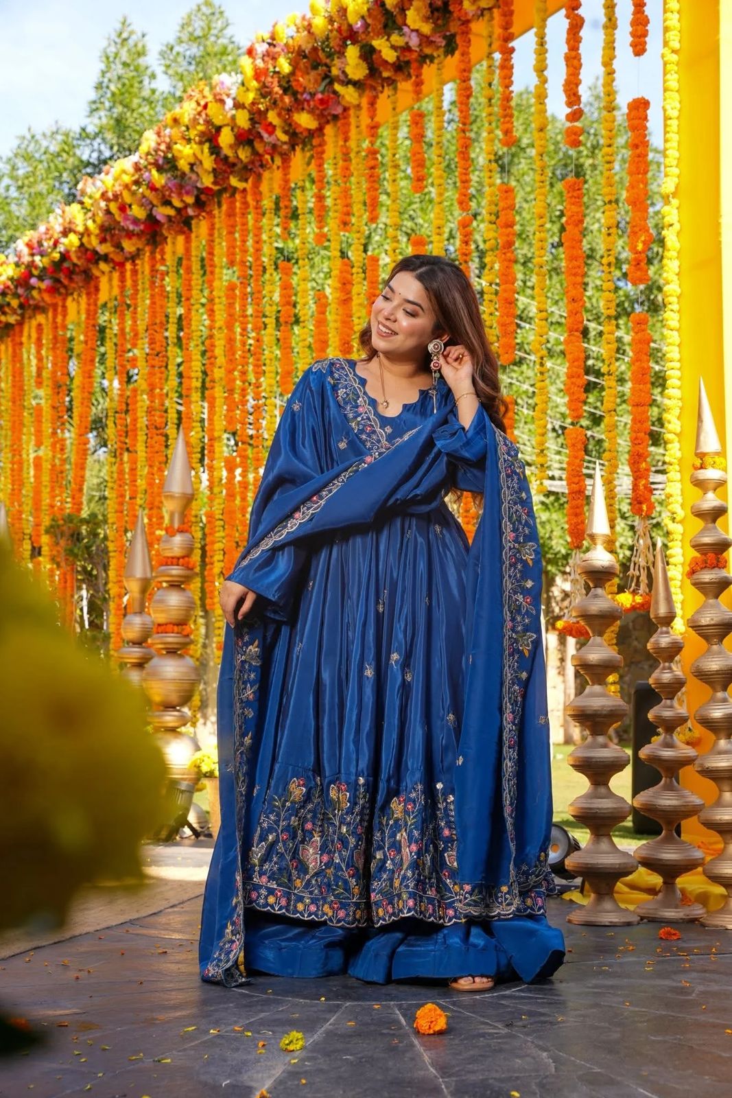 Eloriya Aamani Floral Anarkali Anarkali Suit Set - L [40] | Eloriya India