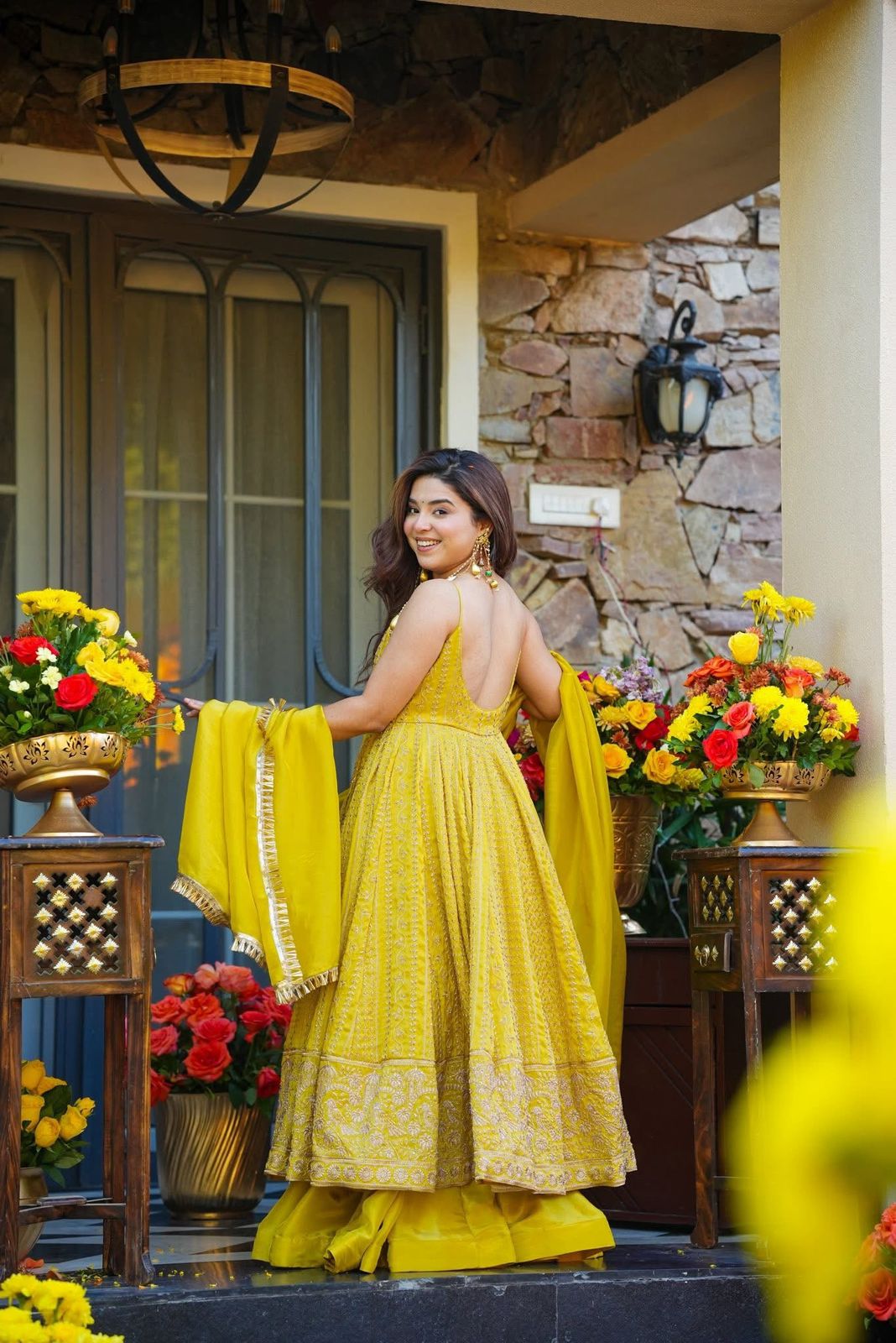 Eloriya Ishmika Mustard Yellow Anarkali Suit Set - 3XL [46] | Eloriya India