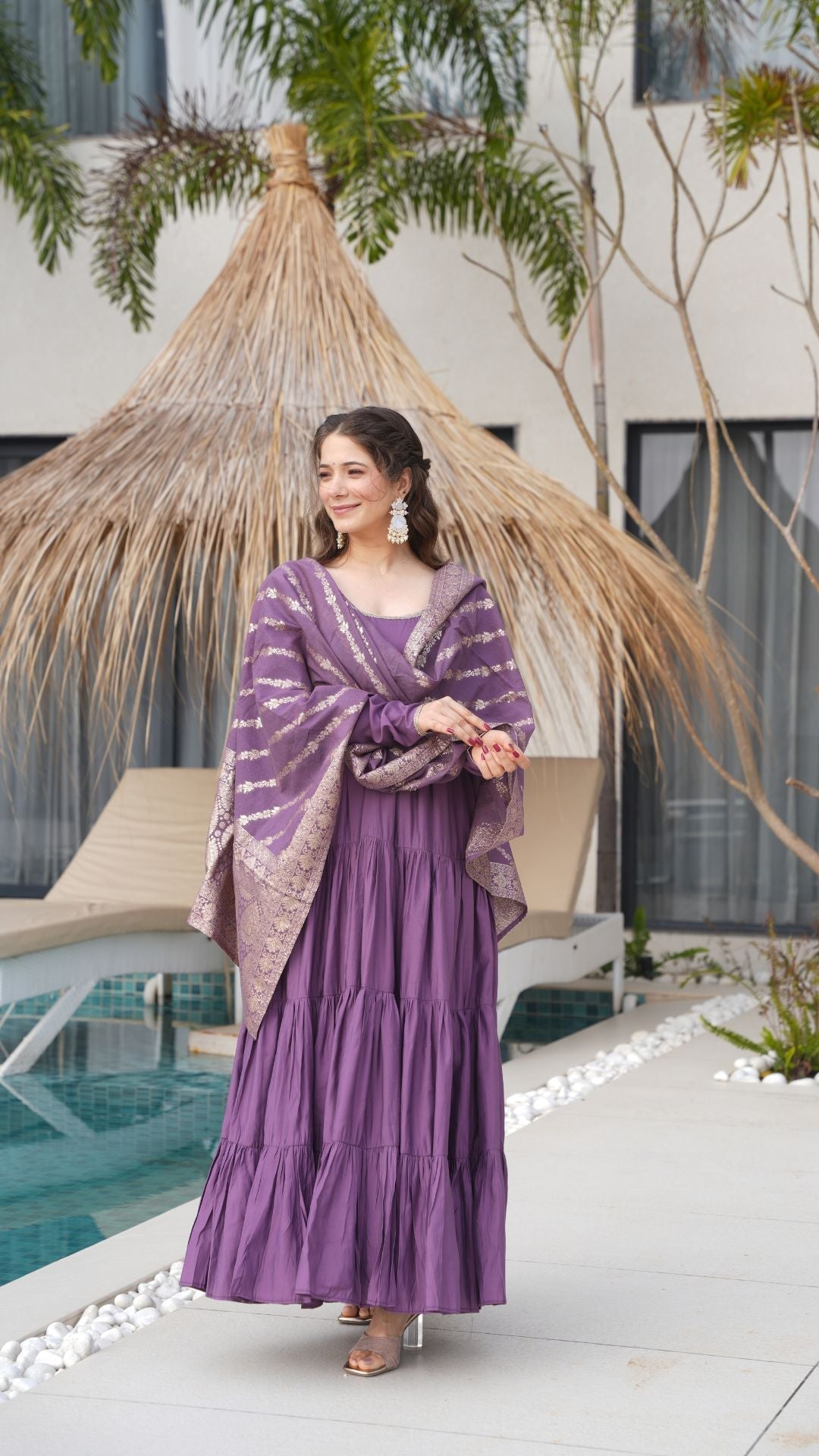 Eloriya Premium Quality Roman Silk Gown Anarkali Suit Set | Eloriya India