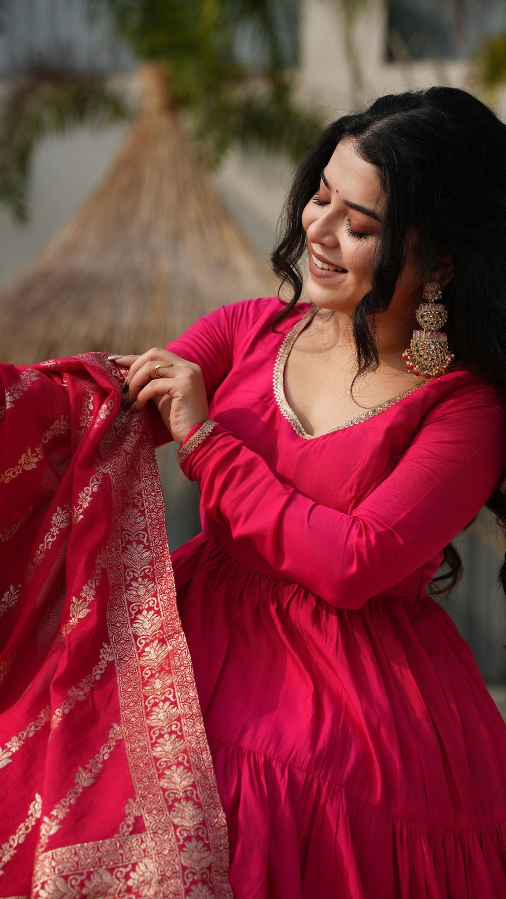 Eloriya Premium Quality Roman Silk Gown Anarkali Suit Set | Eloriya India