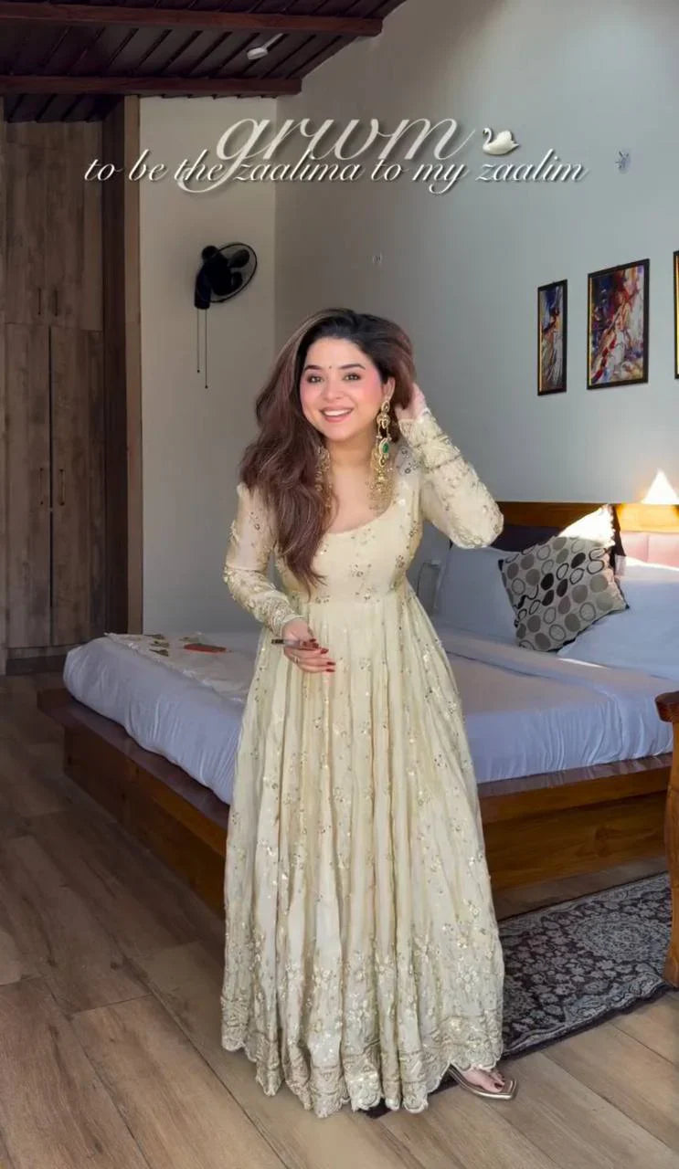 Eloriya Sanskruti's Luxury Chinon Silk Elegant Anarkali Suit Set - XS [34] | Eloriya India