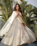 Eloriya Shivali Trendy White Anarkali Suit Set - XS [34] | Eloriya India