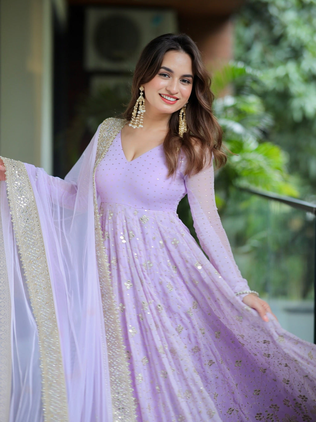 Eloriya Pridha Purple Anarkali Suit Set - S [36] | Eloriya India