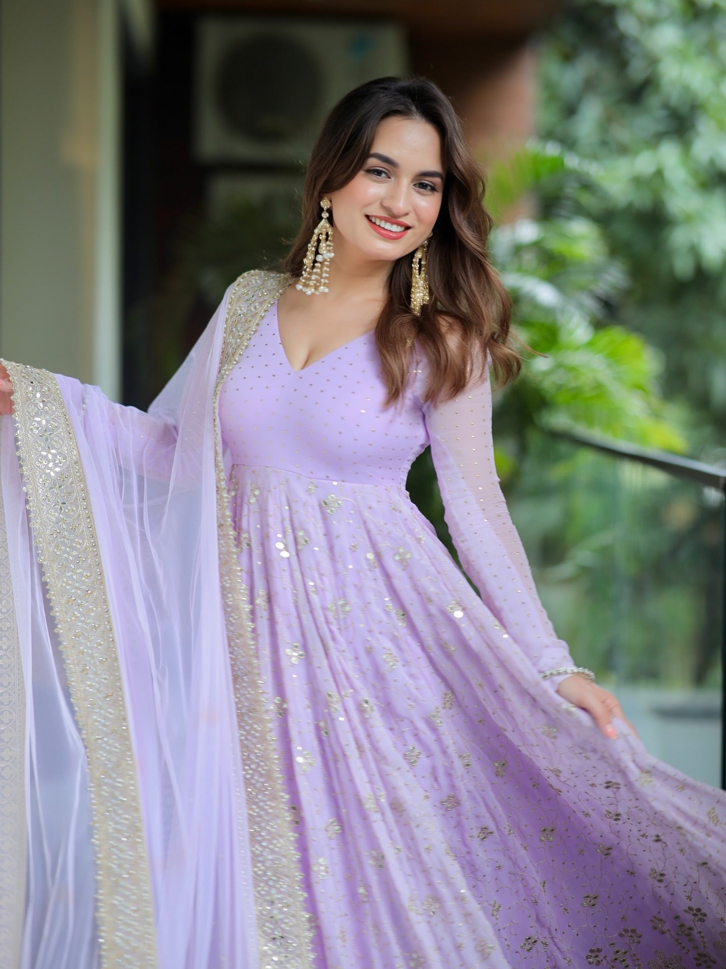 Eloriya Pridha Purple Anarkali Suit Set - S [36] | Eloriya India