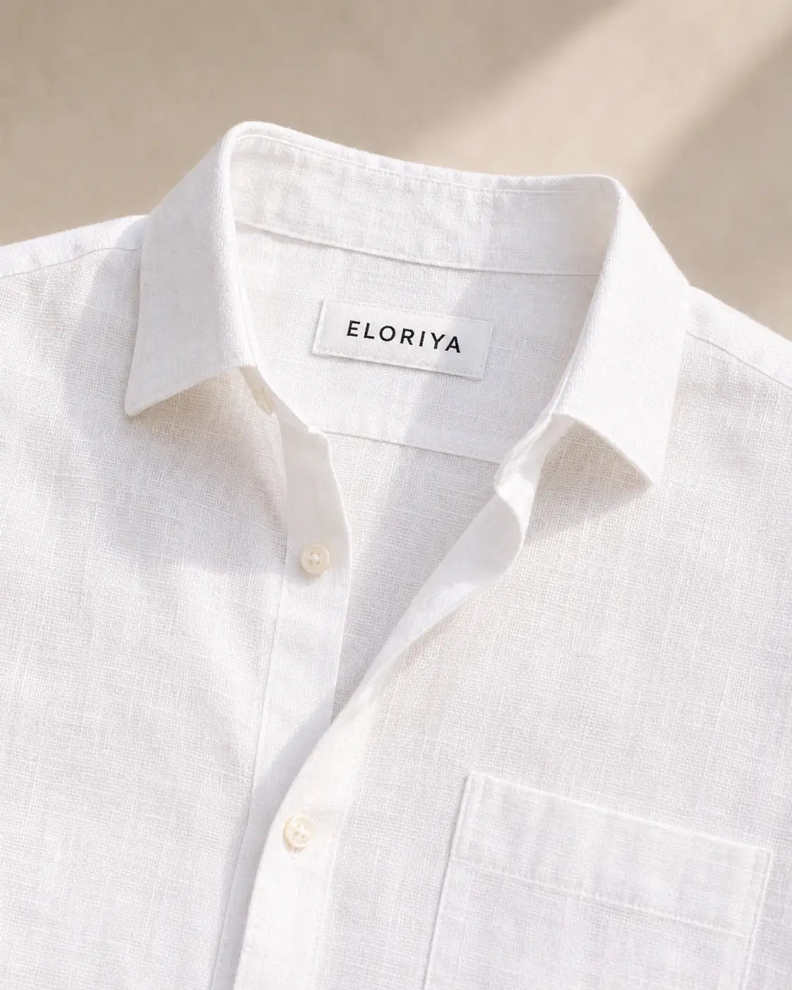 Eloriya Bright White Luxurious Linen Shirt