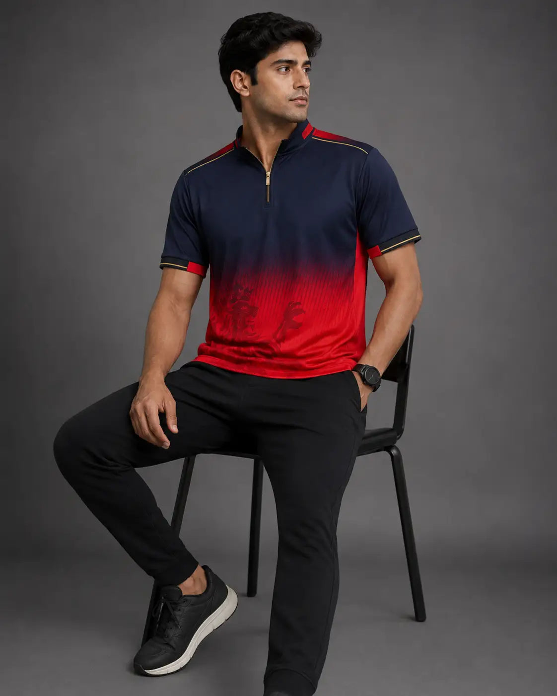 Eloriya Navy & Flame Scarlet Official Cricket Match Jersey